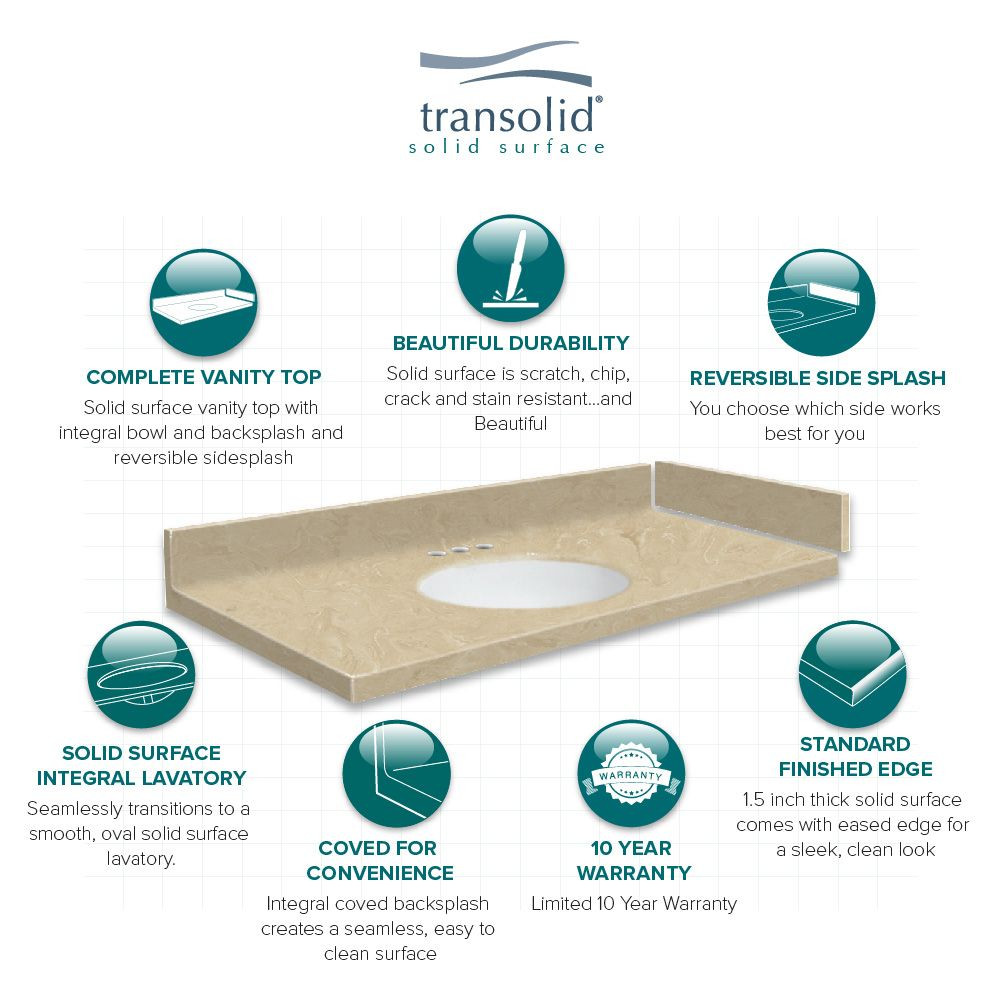 36.75 in. W x 22.25 in. D Solid Surface Vanity Top in Sand Mountain with 8in Centerset and Oval Integral Sink