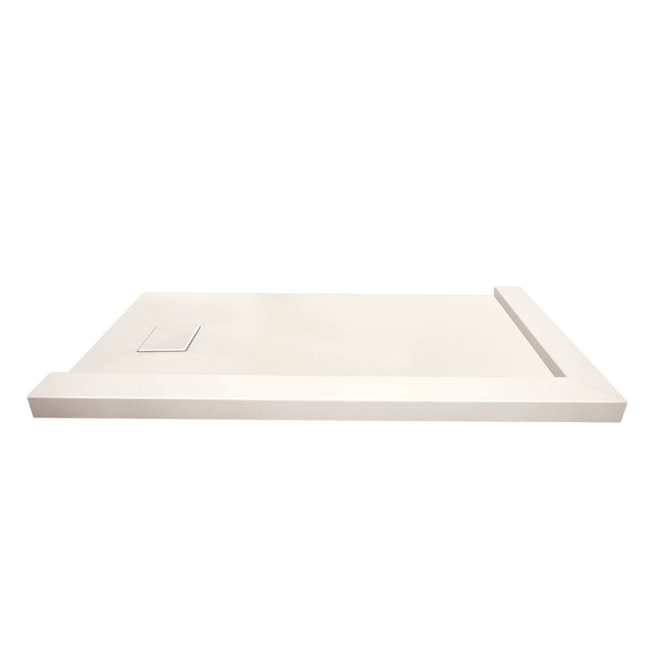 FZSDTR6032-32 Trimslate 60-in x 32-in Tub Replacement Shower Base with Adjustable Double Threshold and End Drain, Cameo