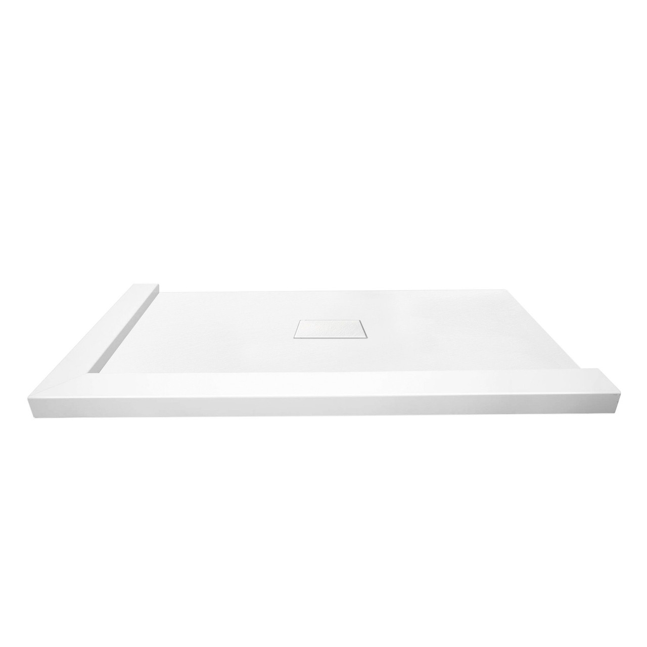 Transolid FZSDT7940C-31 Trimslate 79-in x 40-in Shower Base with Adjustable Double Threshold and Center Drain, White