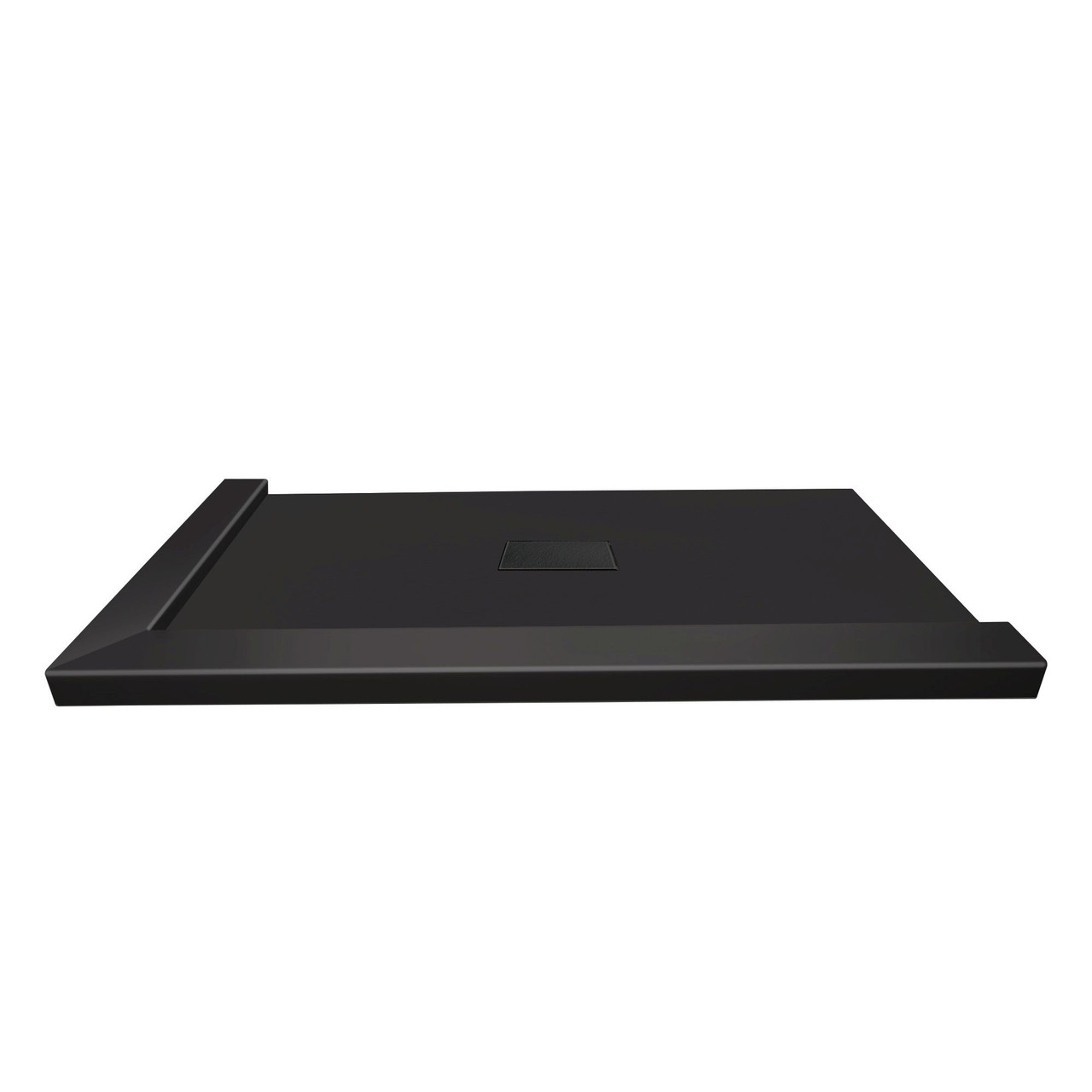 Transolid FZSDT6340C-09 Trimslate 63-in x 40-in Shower Base with Adjustable Double Threshold and Center Drain, Black