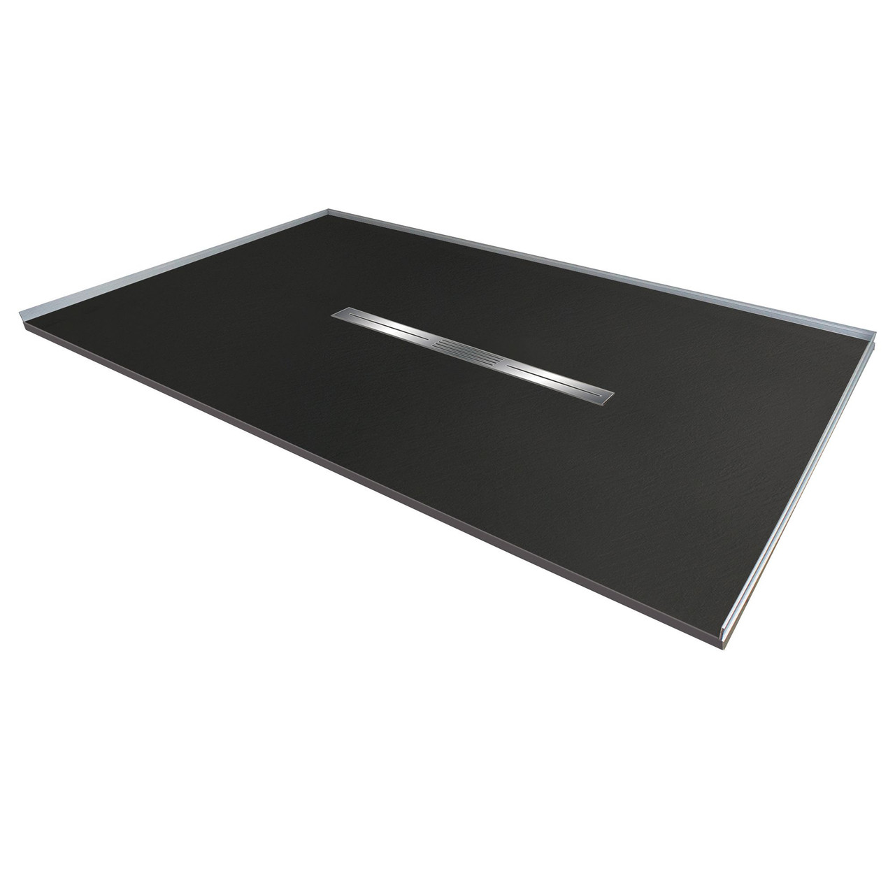 Transolid FZS7248C-09 Trimslate 72-in x 48-in Zero Threshold Shower Base with Center Drain, Black