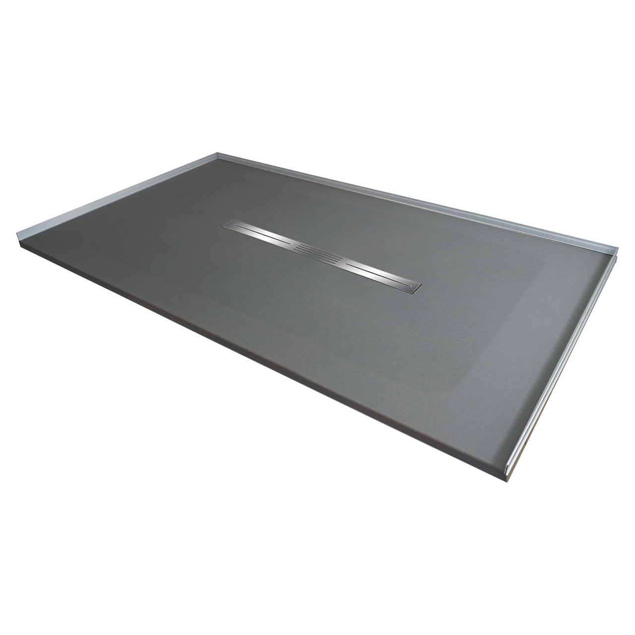 FZS6336C-40 Trimslate 63-in x 36-in Zero Threshold Shower Base with Center Drain, Dark Grey
