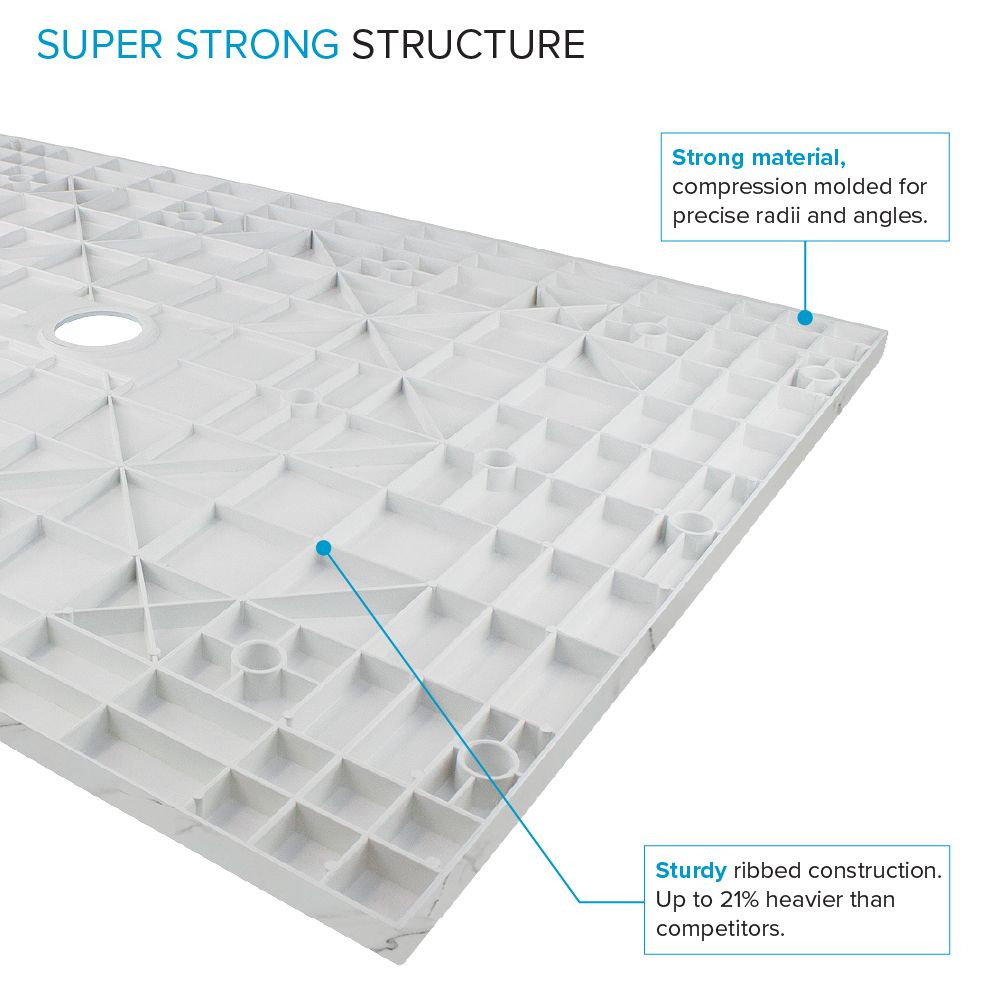 FZSP6032-60 Trimslate Plus 60-in x 32-in Zero Threshold Tub Replacement Shower Base with End Drain, Calcite