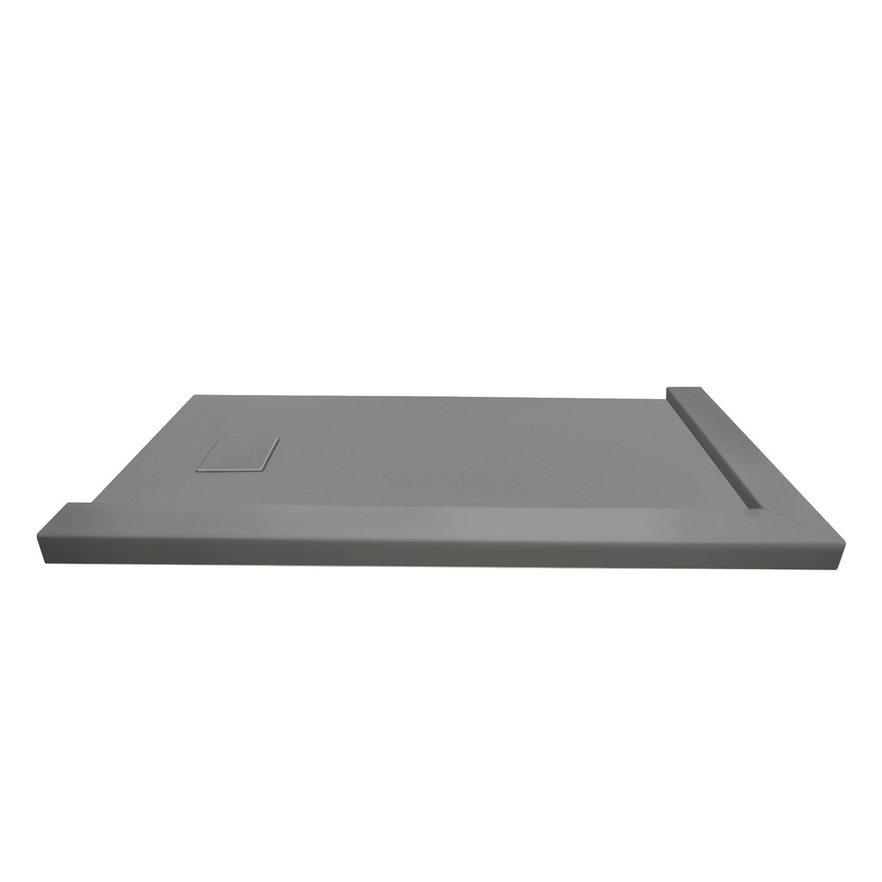 FZSDTR6336-40 Trimslate 63-in x 36-in Tub Replacement Shower Base with Adjustable Double Threshold and End Drain, Dark Grey