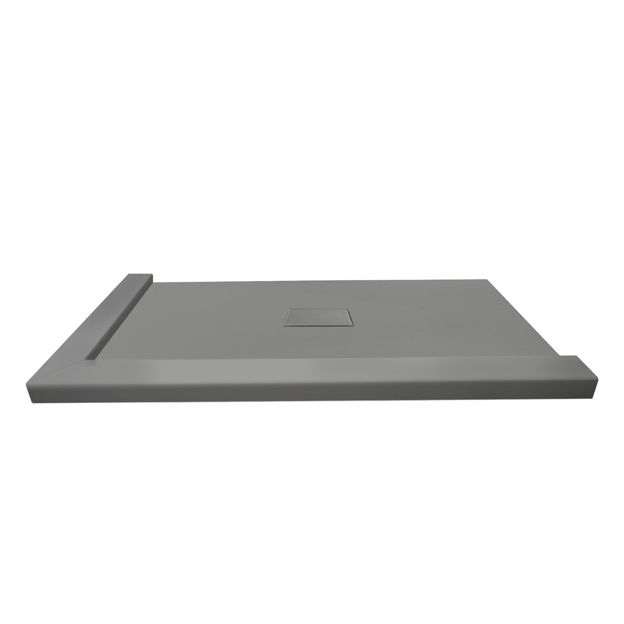 FZSDT6340C-40 Trimslate 63-in x 40-in Shower Base with Adjustable Double Threshold and Center Drain, Dark Grey
