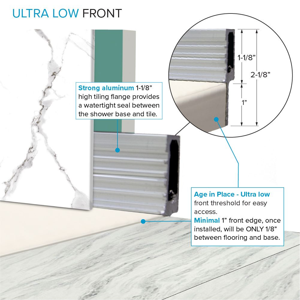 FZS7242C-32 Trimslate 72-in x 42-in Zero Threshold Shower Base with Center Drain, Cameo
