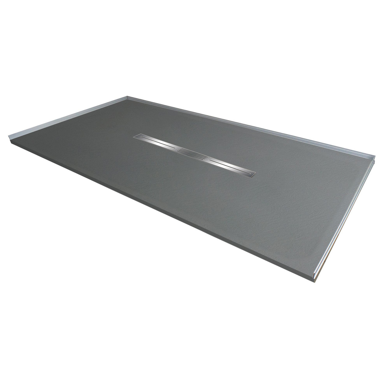 Transolid FZS7236C-40 Trimslate 72-in x 36-in Zero Threshold Shower Base with Center Drain, Dark Grey
