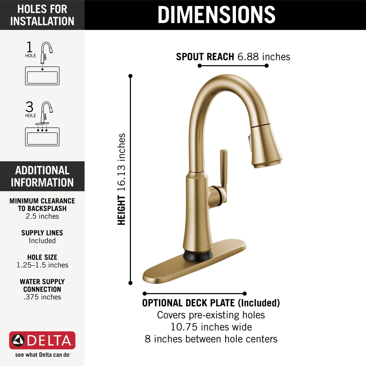 9979TL-CZ-DST Coranto 9.06-in x 4.63-in x 14.38-in Touch2O Bar and Prep Faucet with Touchless Technology, Champagne Bronze