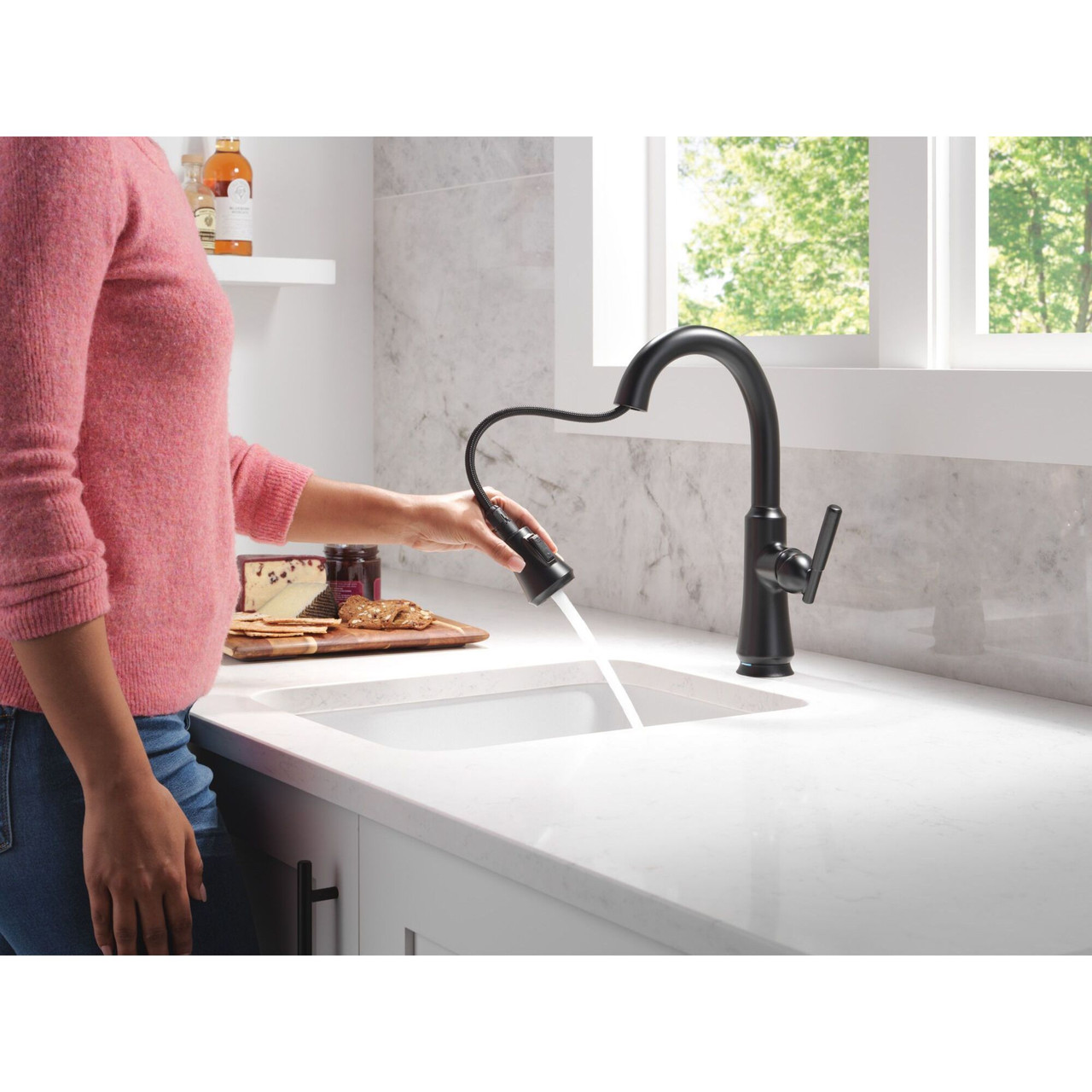 9979TL-BL-DST Coranto 9.06-in x 4.63-in x 14.38-in Touch2O Bar and Prep Faucet with Touchless Technology, Matte Black
