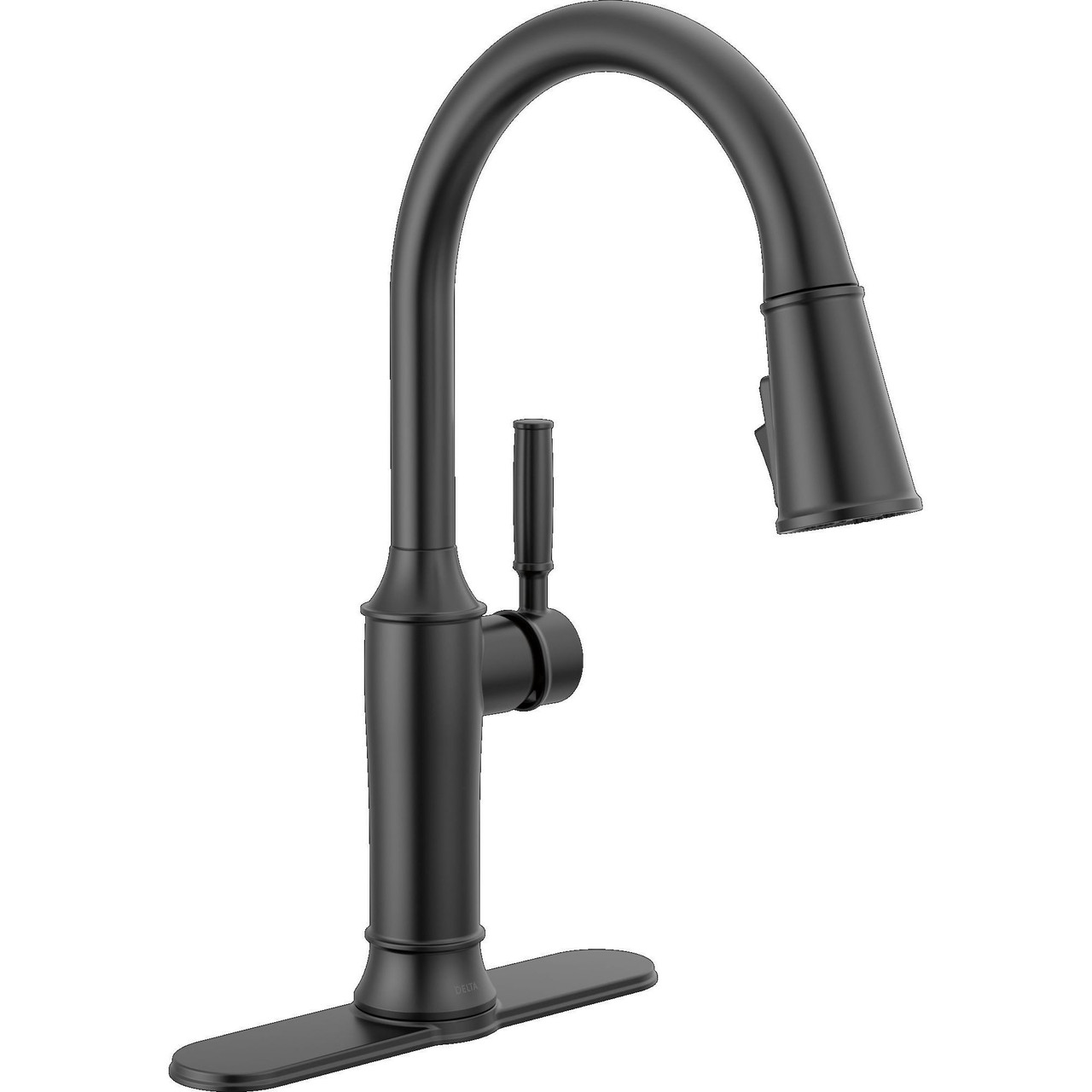 9184-BL-DST Renaldi 11.56-in x 2.81-in x 16.56-in Single-Handle Pull-Down Kitchen Faucet, Matte Black