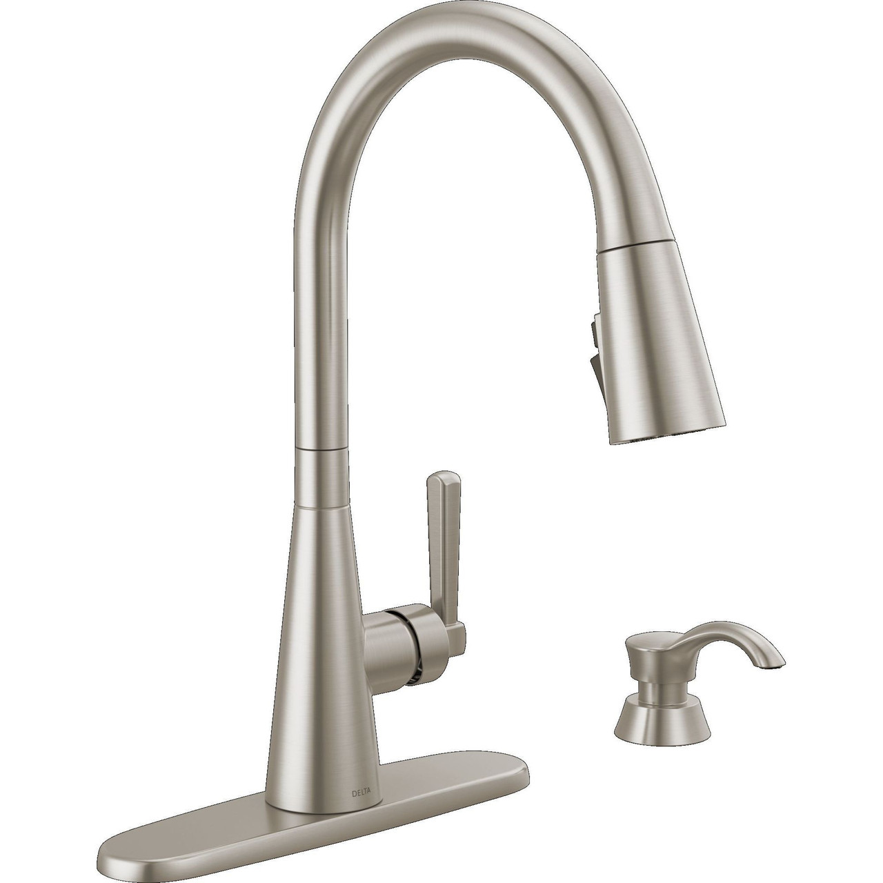 Delta 19893Z-SPSD-DST Boyd 11.63-in x 10.75-in x 16.50-in Single-Handle Pull-Down Kitchen Faucet with Soap Dispenser and Shieldspray Technology, Spotshield Stainless