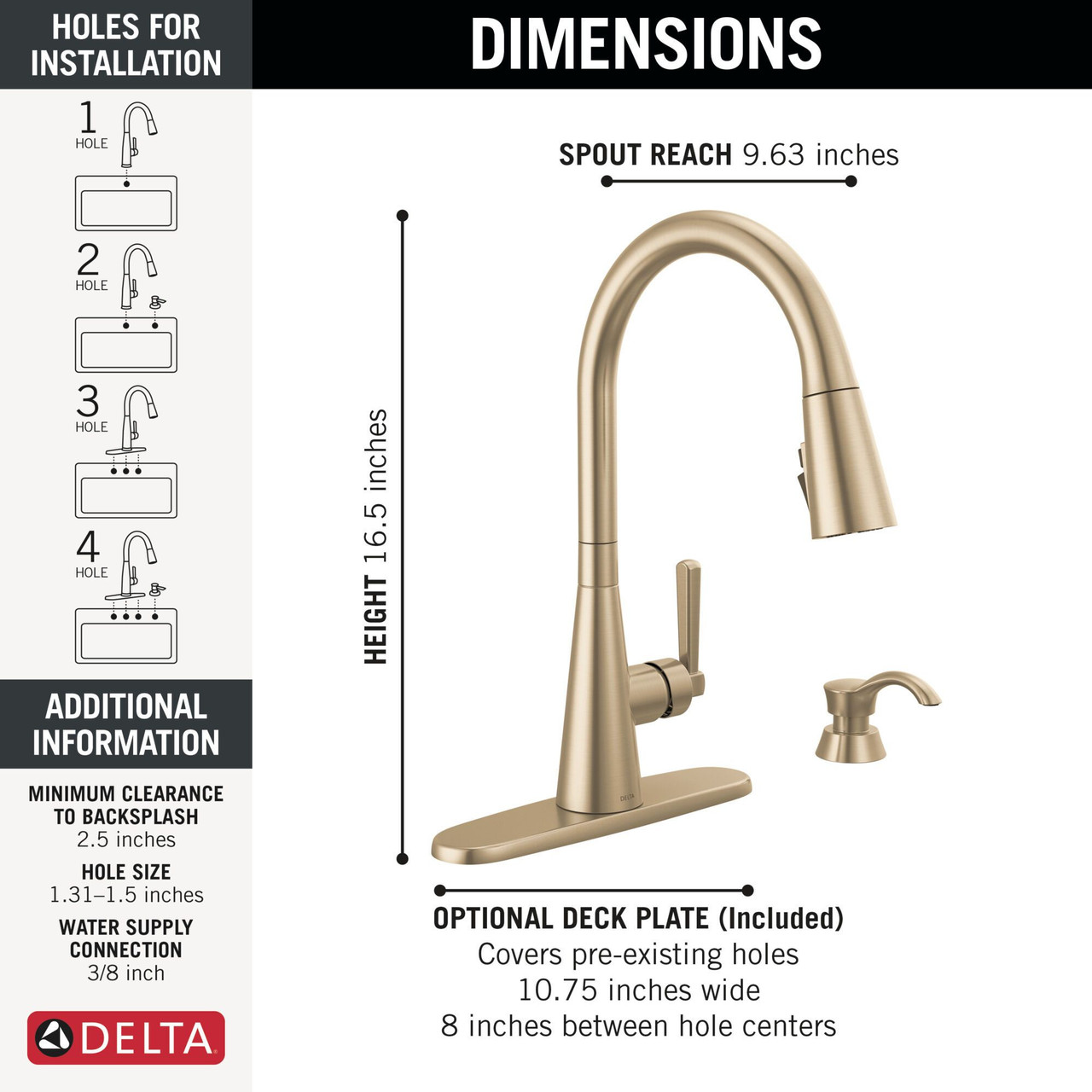 Delta 19893Z-CZSD-DST Boyd 11.63-in x 10.75-in x 16.50-in Single-Handle Pull-Down Kitchen Faucet with Soap Dispenser and Shieldspray Technology, Champagne Bronze