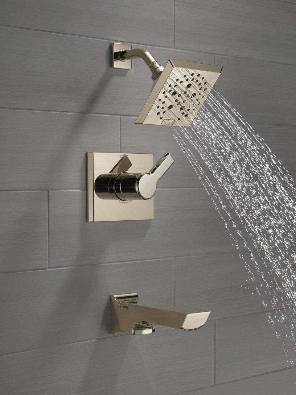 T14499-PN-PR Pivotal Monitor 14 Series H2Okinetic Tub and Shower Trim, Lumicoat Polished Nickel
