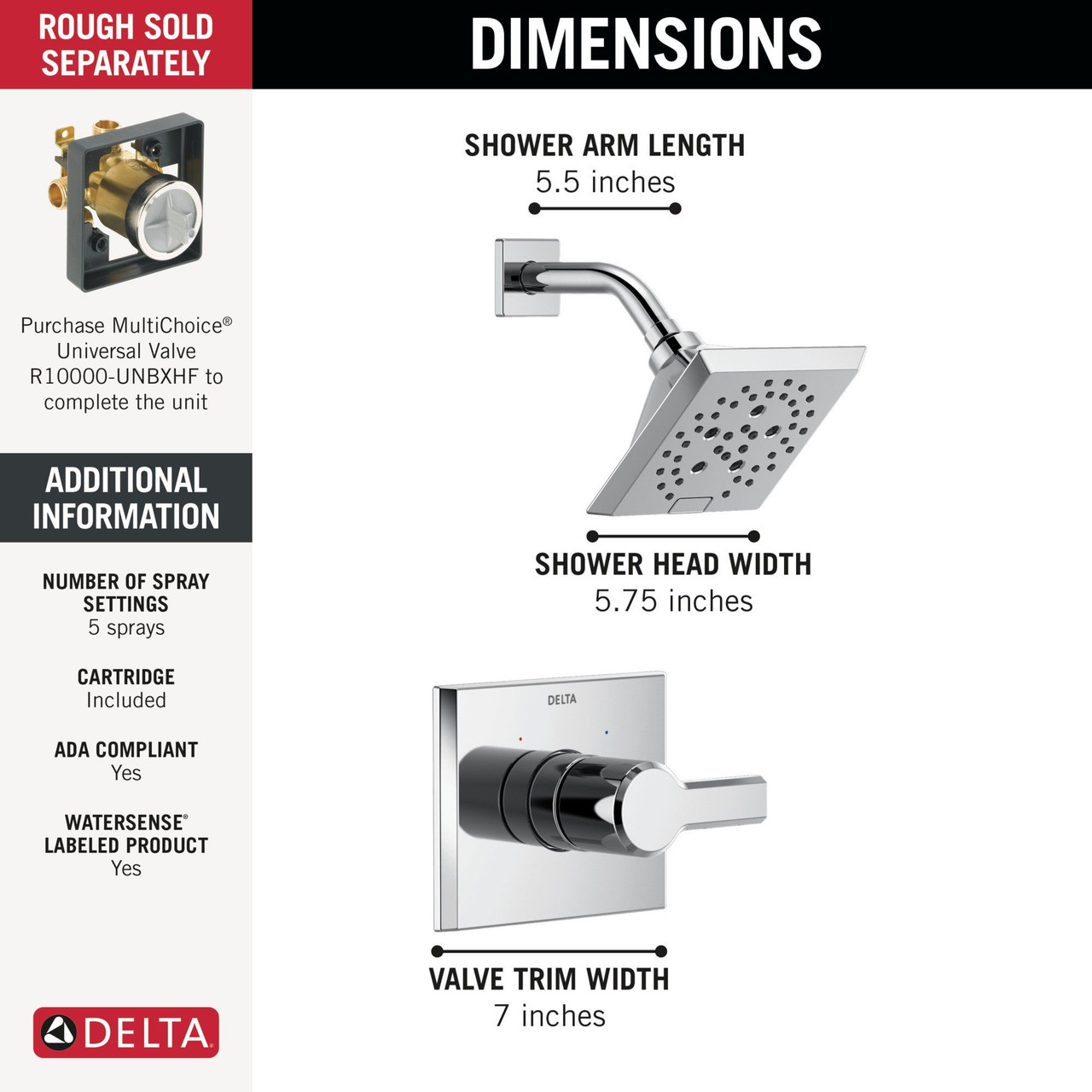 T14299-PR Pivotal Monitor 14 Series H2Okinetic Shower Trim, Lumicoat Chrome