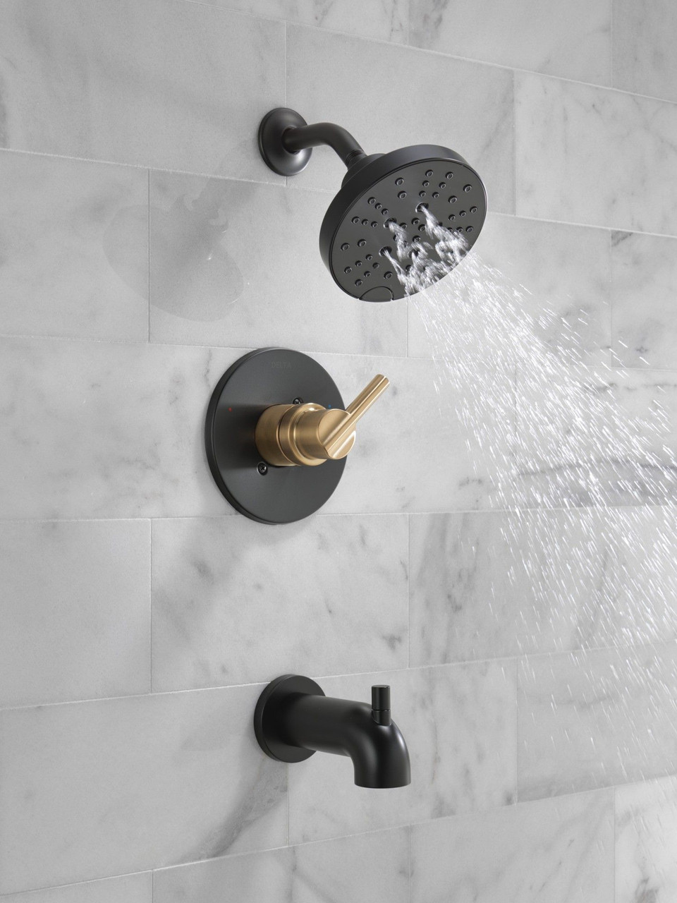 144749-GZ Nicoli Monitor 14 Series Tub and Shower, Matte Black Champagne Bronze
