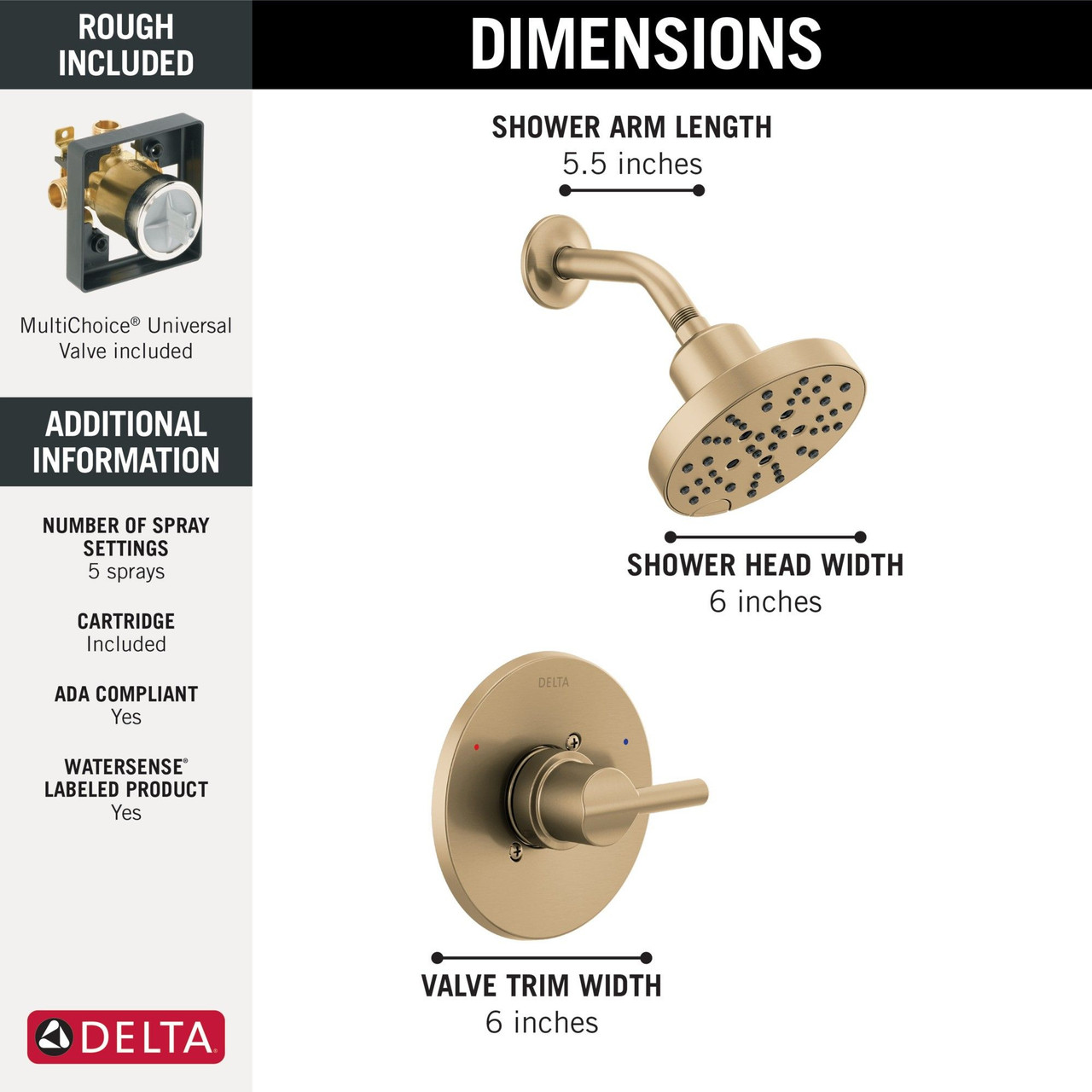 Delta 142749-CZ Nicoli Monitor 14 Series Shower Only, Champagne Bronze
