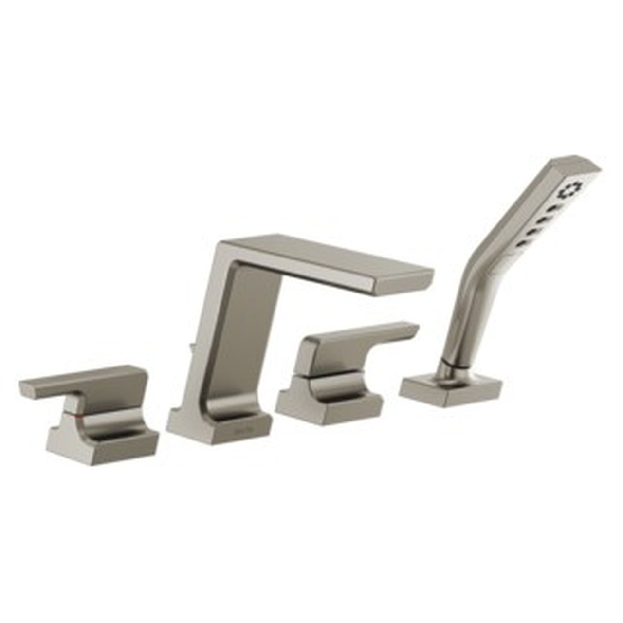 T4799-SS-PR Pivotal Delta Pivotal Roman Tub with Hand Shower Trim, Lumicoat Stainless