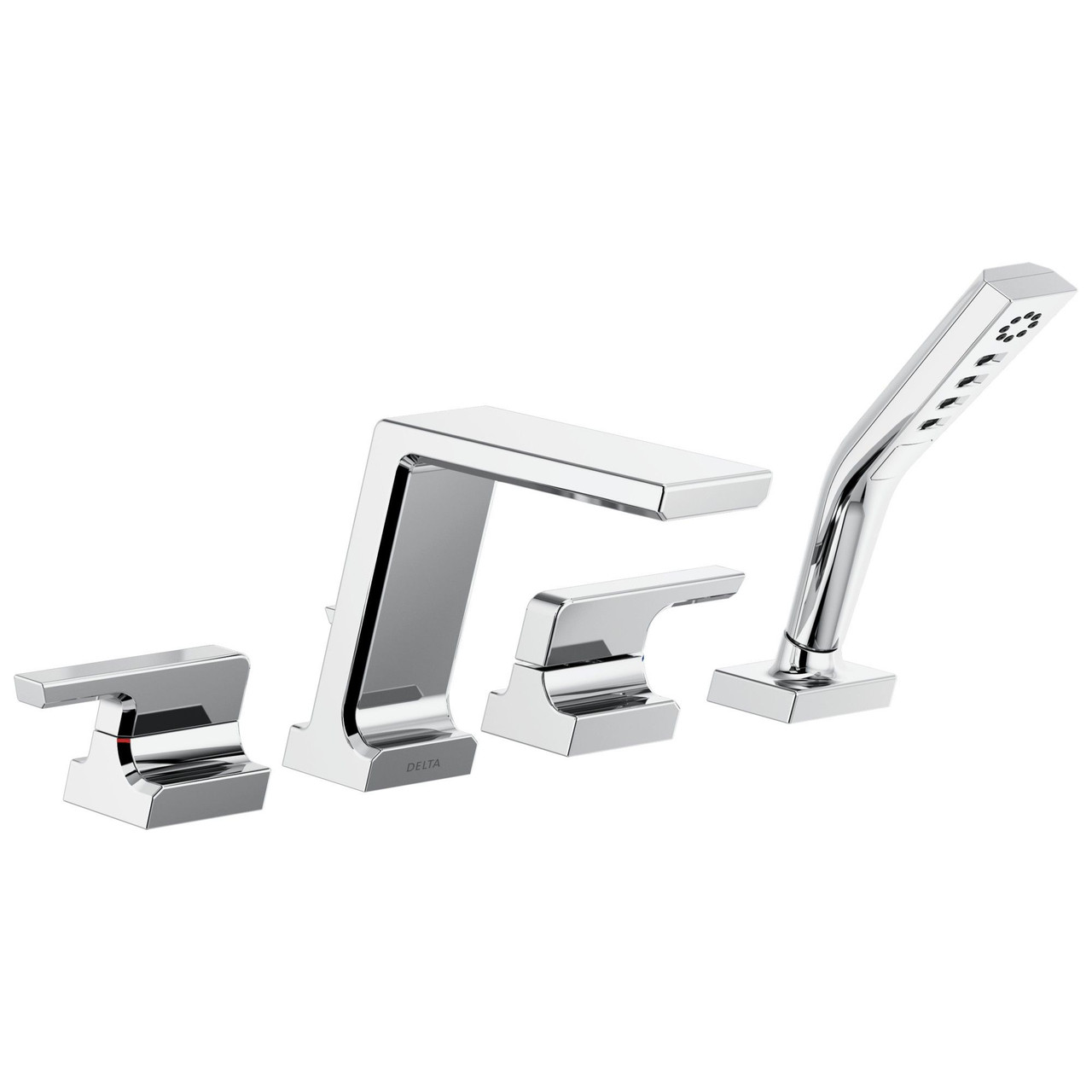 T4799-PR Pivotal Delta Pivotal Roman Tub with Hand Shower Trim, Lumicoat Chrome