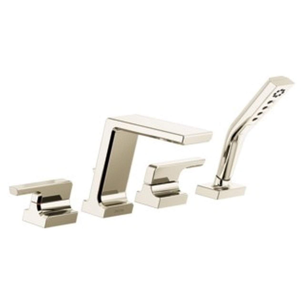 T4799-PN-PR Pivotal Delta Pivotal Roman Tub with Hand Shower Trim, Lumicoat Polished Nickel