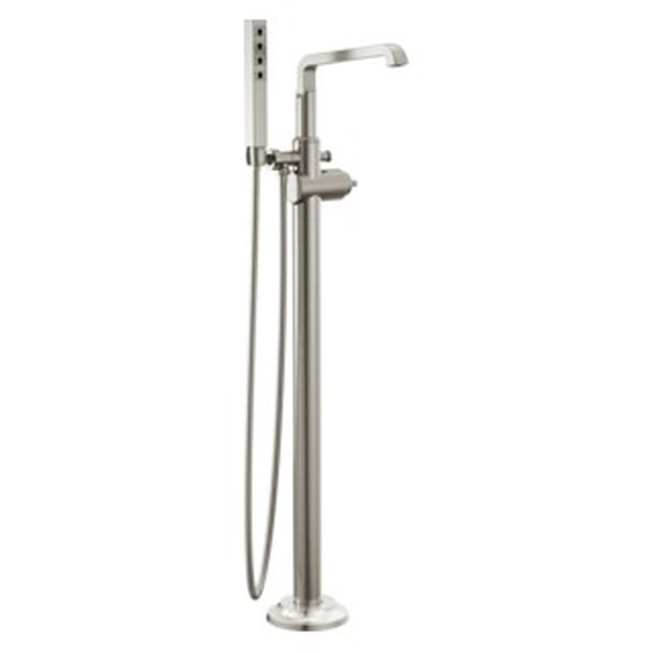 T4789-SS-PR-LHP-FL Tetra Delta Tetra Floor Mount Tub Filler Trim, Lumicoat Stainless