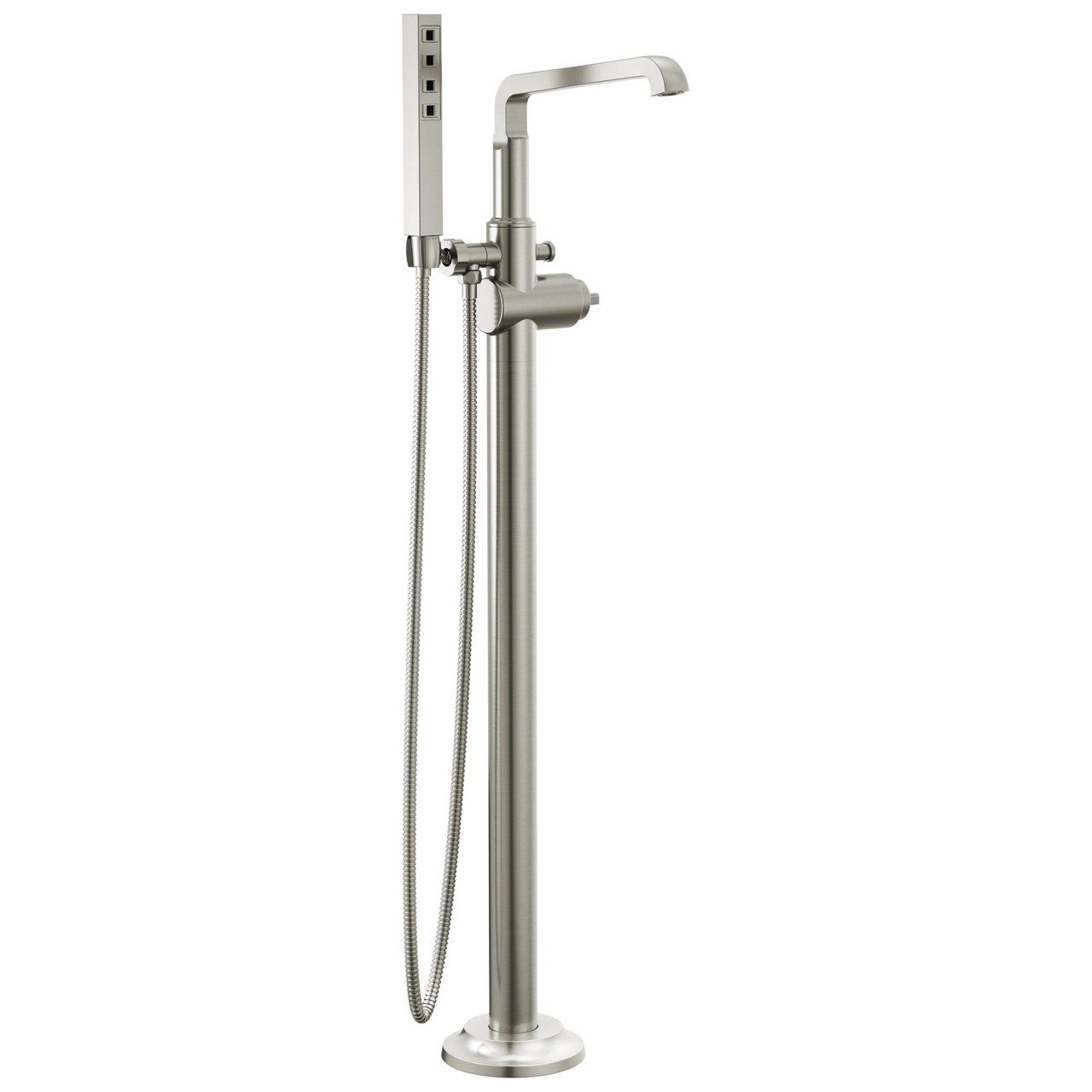 T4789-SS-PR-LHP-FL Tetra Delta Tetra Floor Mount Tub Filler Trim, Lumicoat Stainless