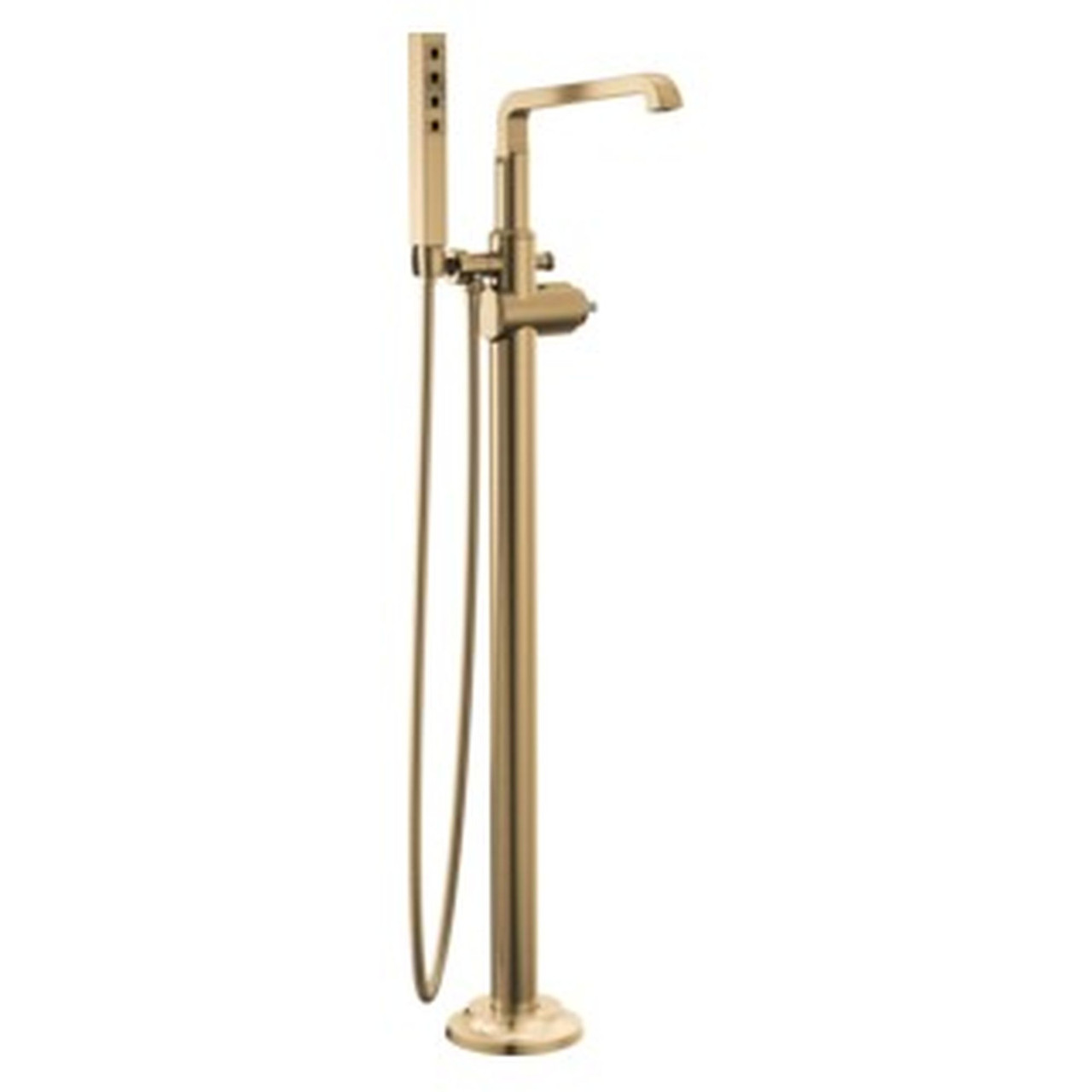 T4789-CZ-PR-LHP-FL Tetra Delta Tetra Floor Mount Tub Filler Trim, Lumicoat Champagne Bronze