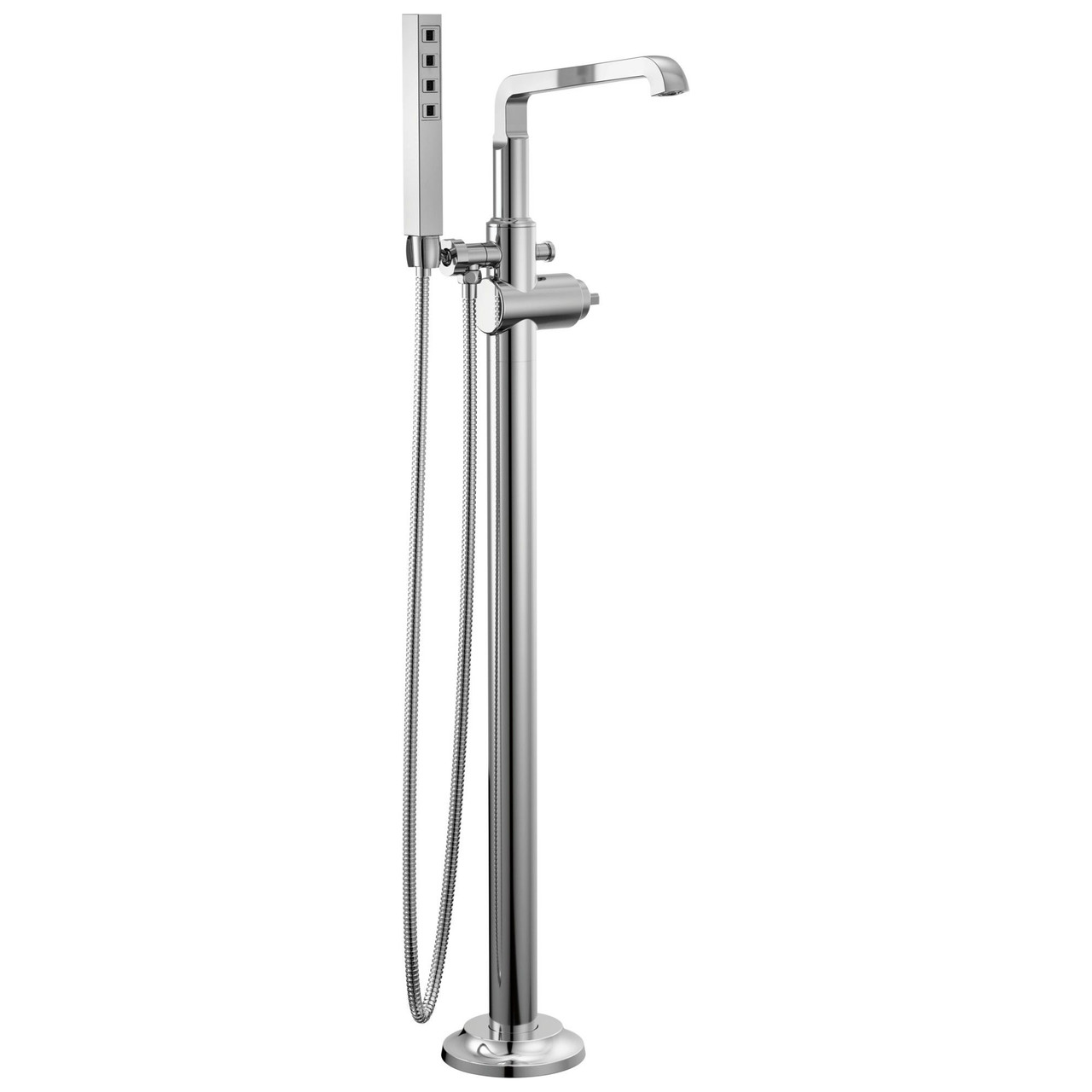 T4789-PR-LHP-FL Tetra Delta Tetra Floor Mount Tub Filler Trim, Lumicoat Chrome