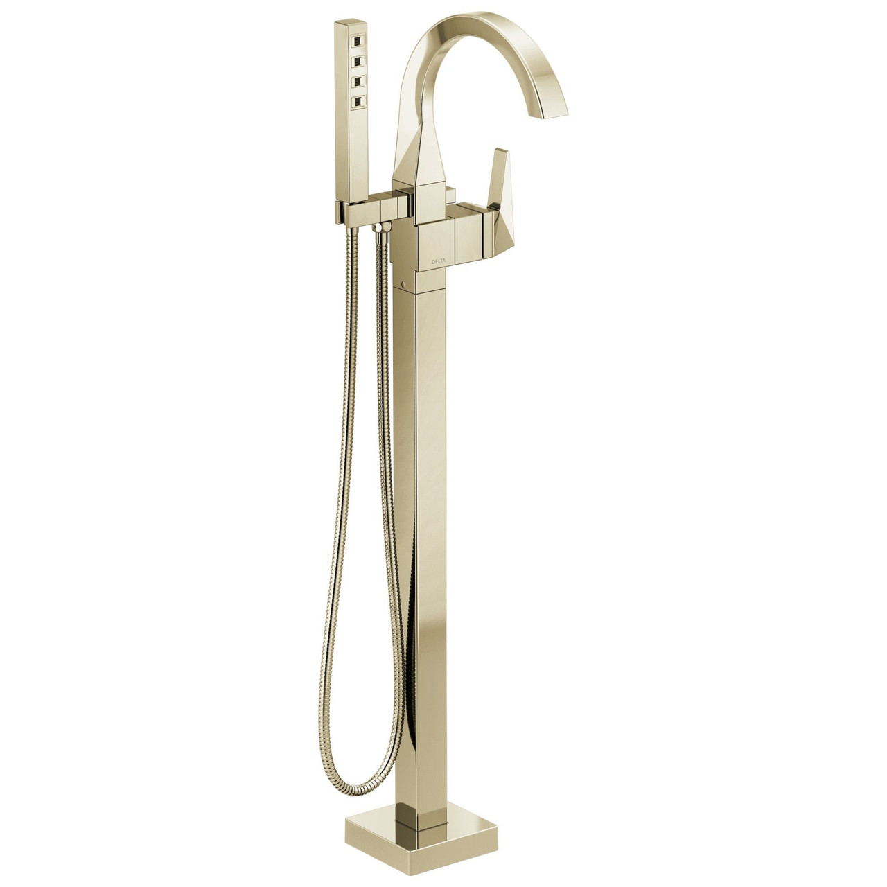 T4746-PN-PR-FL Trillian Delta Trillian Single Handle Floor Mount Tub Filler Trim, Lumicoat Polished Nickel