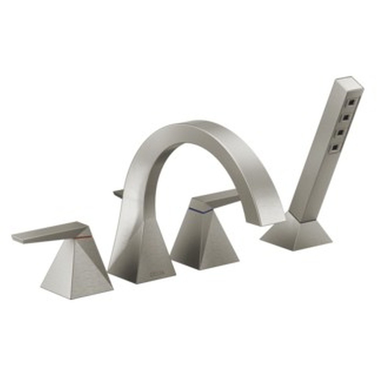 T4746-SS-PR Trillian Delta Trillian Two-Handle Roman Tub Trim with Hand Shower, Lumicoat Stainless