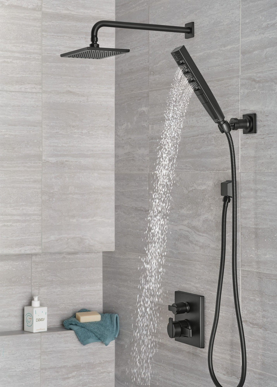 RP62955BL Universal Showering Components Single Setting Overhead Showerhead, Matte Black