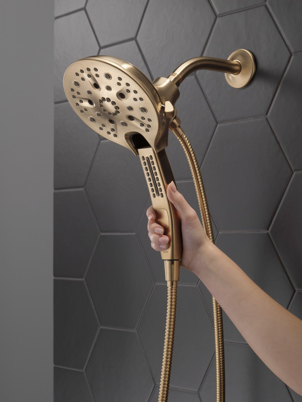 58620-CZ-PR-PK Universal Showering Components H2Okinetic In2ition 5-Setting Two-In-One Shower, Lumicoat Champagne Bronze