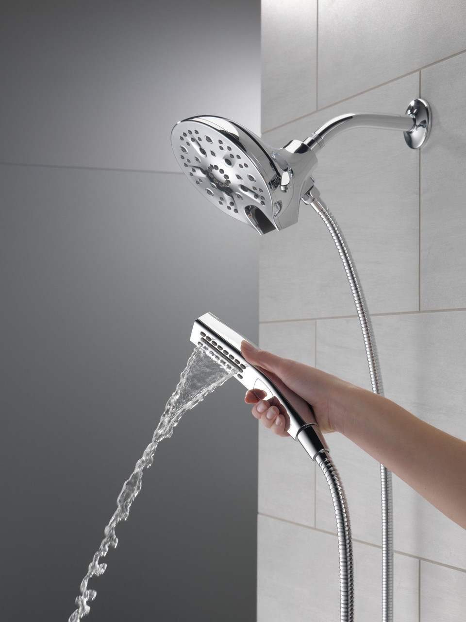 58620-PR25-PK Universal Showering Components H2Okinetic In2ition 5-Setting Two-In-One Shower, Lumicoat Chrome