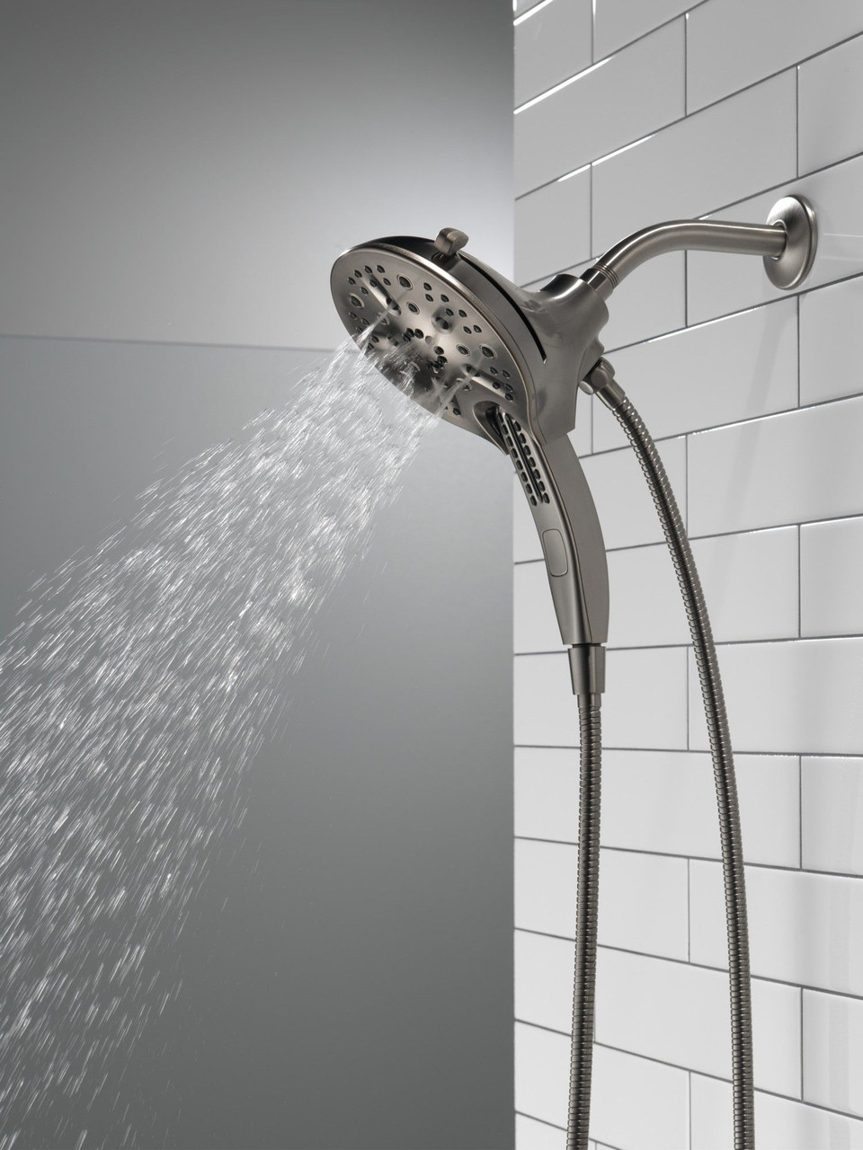 58620-KS-PR25-PK Universal Showering Components H2Okinetic In2ition 5-Setting Two-In-One Shower, Lumicoat Black Stainless