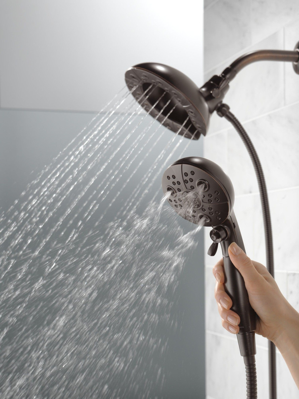 Delta 58480-RB25-PK Universal Showering Components H2Okinetic In2ition 5-Setting Two-in-One Shower, Venetian Bronze