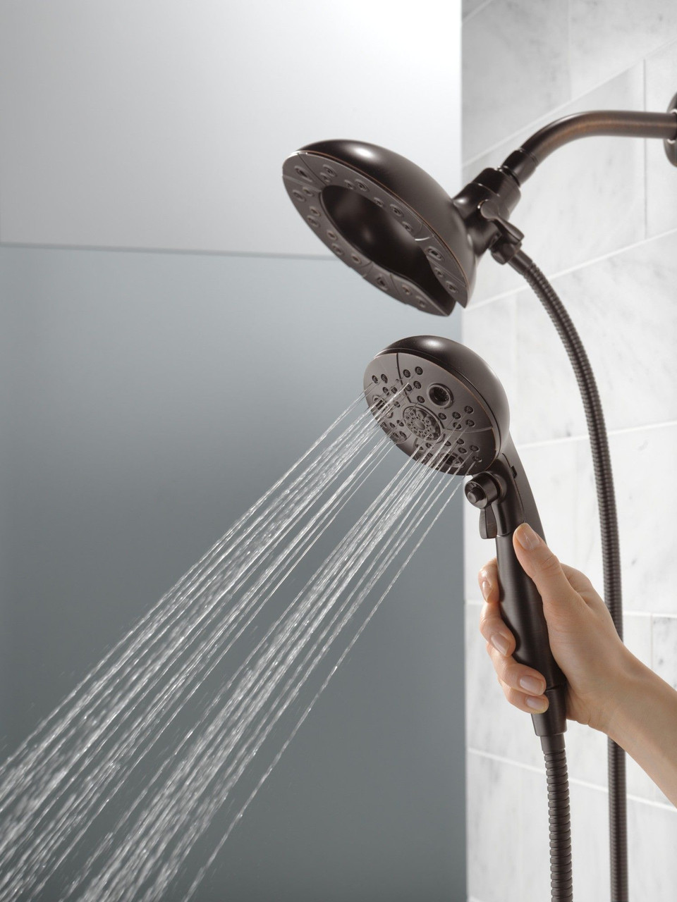 Delta 58480-RB25-PK Universal Showering Components H2Okinetic In2ition 5-Setting Two-in-One Shower, Venetian Bronze