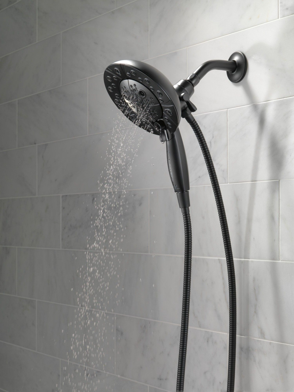 Delta 58480-BL25-PK Universal Showering Components H2Okinetic In2ition 5-Setting Two-in-One Shower, Matte Black