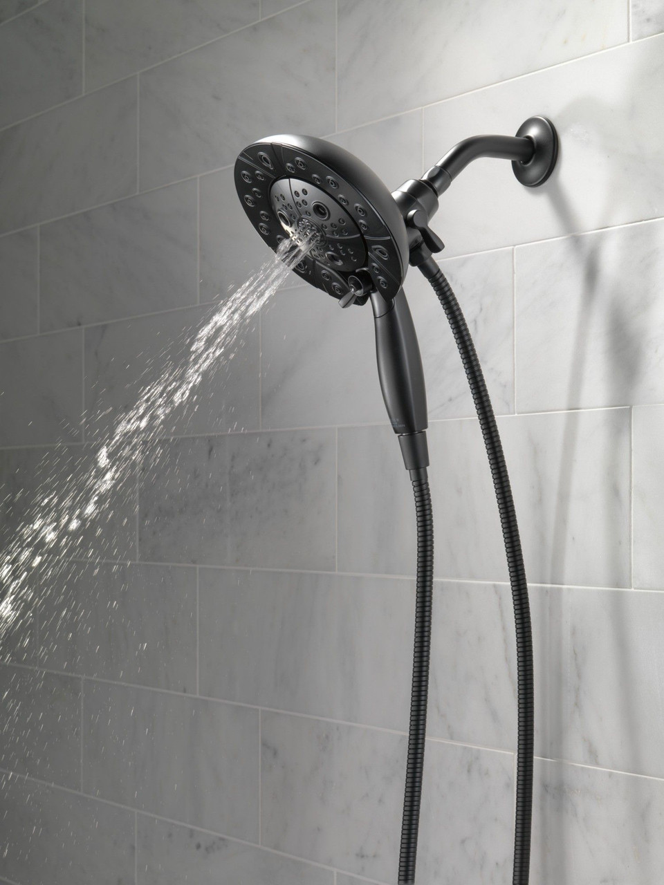 Delta 58480-BL25-PK Universal Showering Components H2Okinetic In2ition 5-Setting Two-in-One Shower, Matte Black
