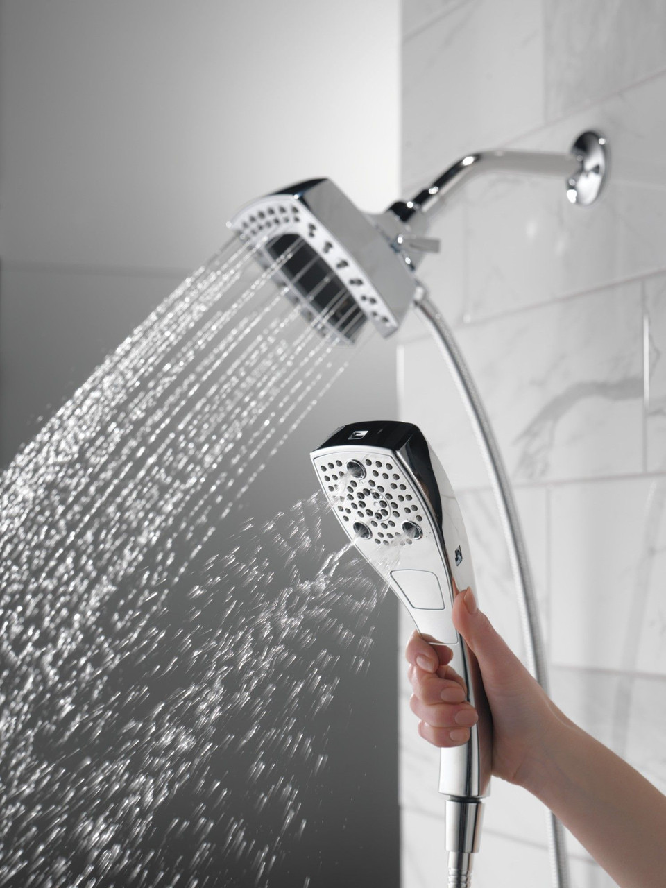Delta 58474-PR25 Universal Showering Components H2Okinetic In2ition 5-Setting Two-in-One Shower, Lumicoat Chrome