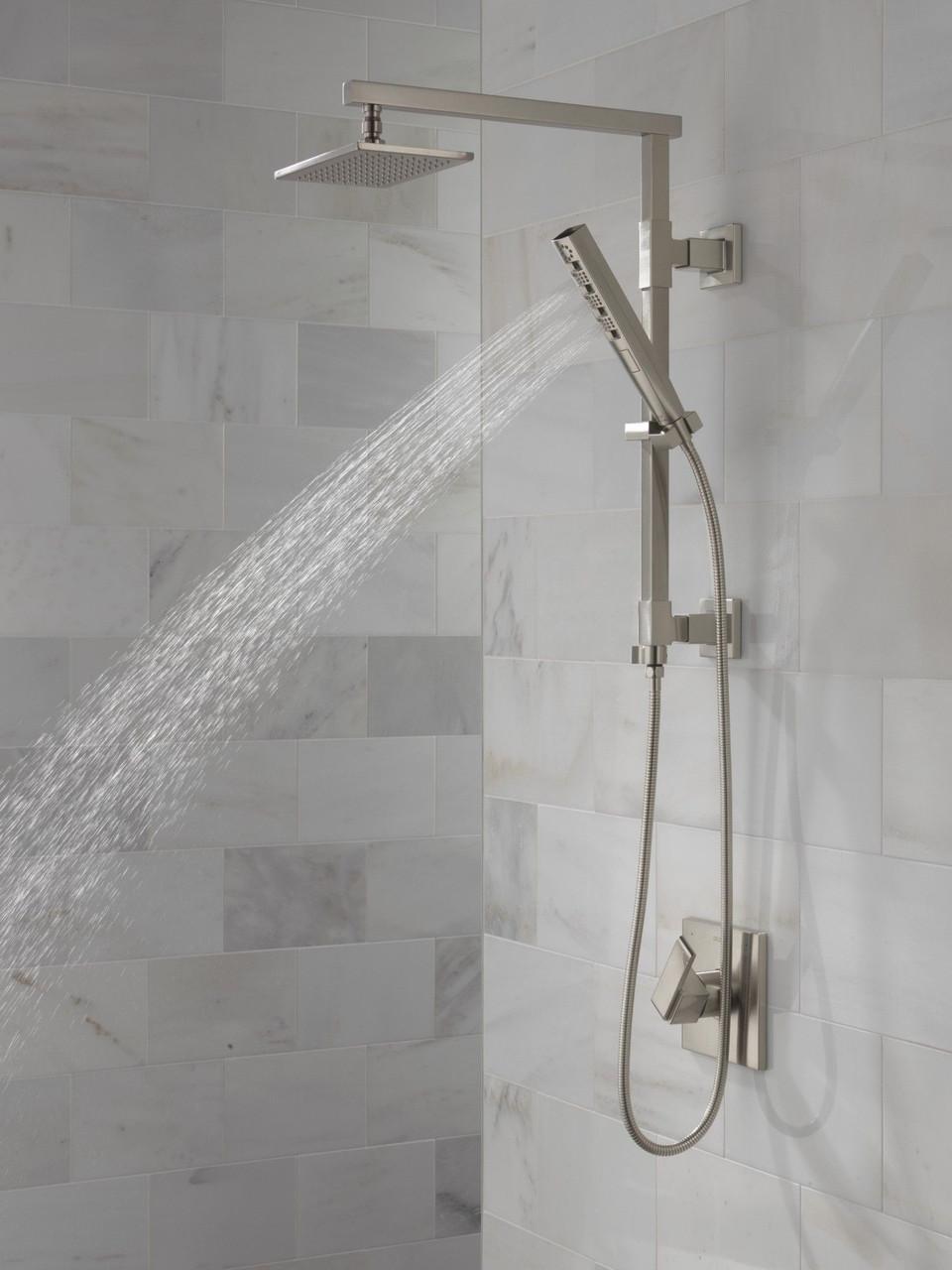 58410-SS-PR Universal Showering Components Emerge 18" Angular Shower Column, Lumicoat Stainless