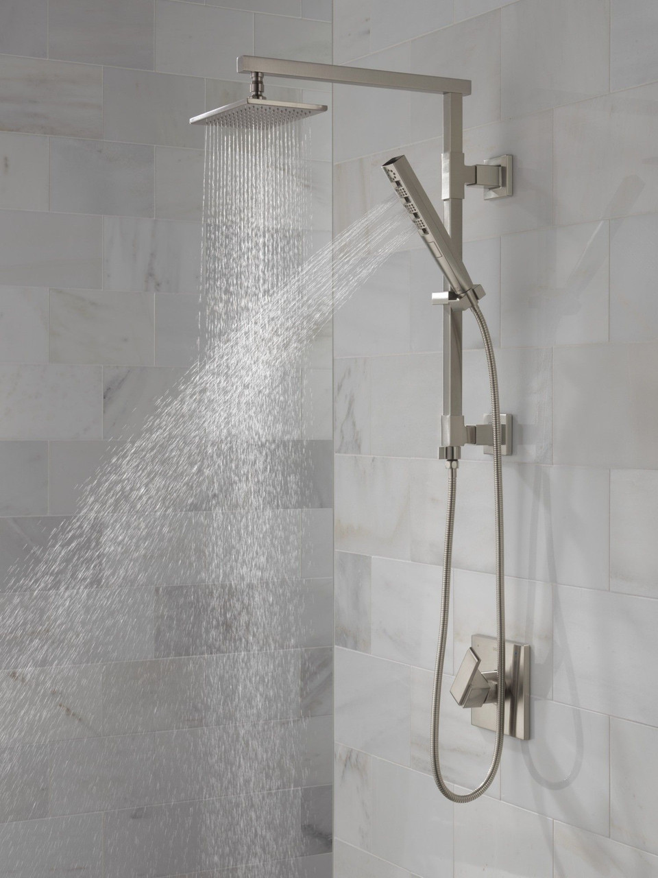 58410-SS-PR Universal Showering Components Emerge 18" Angular Shower Column, Lumicoat Stainless