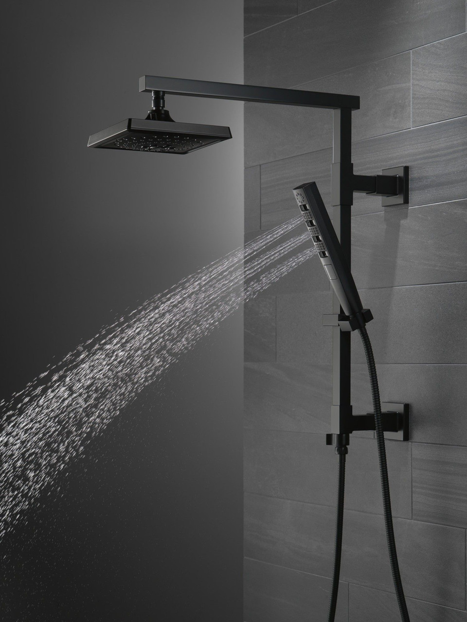 58410-BL Universal Showering Components Shower Column 18" Angular, Matte Black