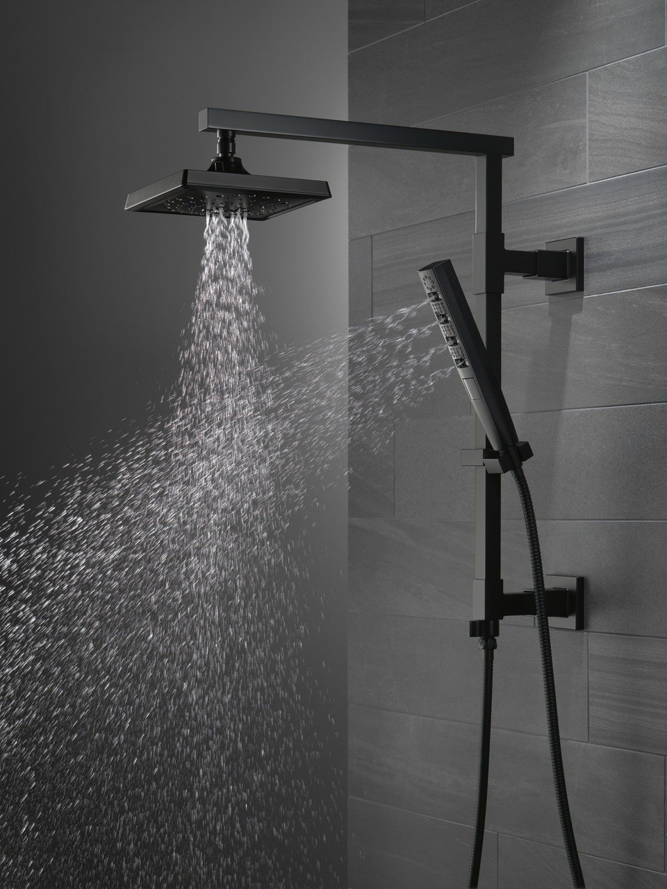 58410-BL Universal Showering Components Shower Column 18" Angular, Matte Black