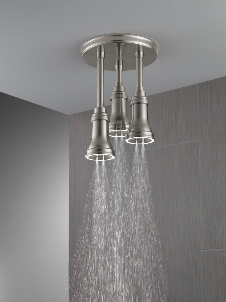 Delta 57190-SS25-L Universal Showering Components H2Okinetic Pendant Raincan Shower Head with LED Light, Stainless