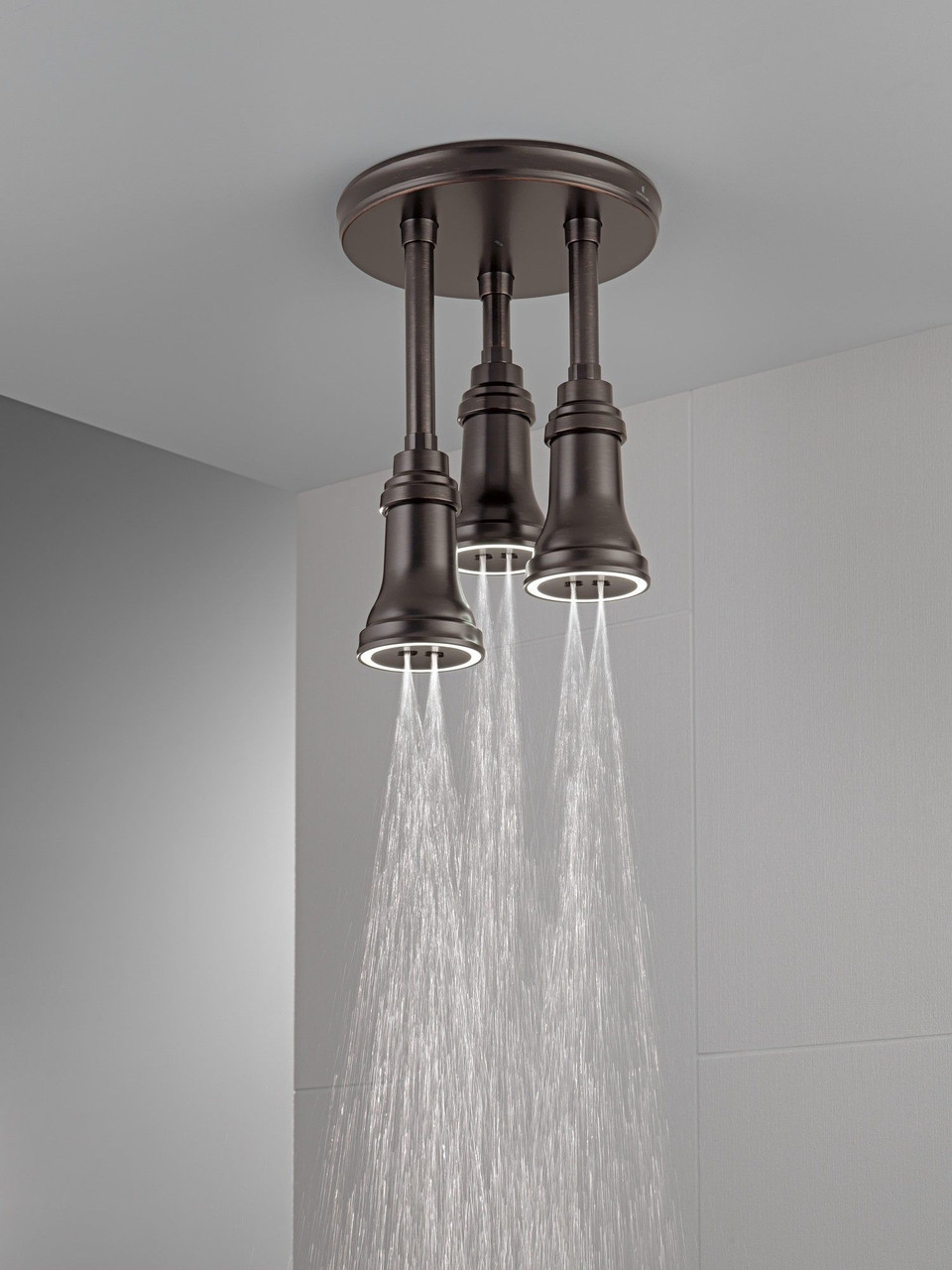 Delta 57190-RB25-L Universal Showering Components H2Okinetic Pendant Raincan Shower Head with LED Light, Venetian Bronze