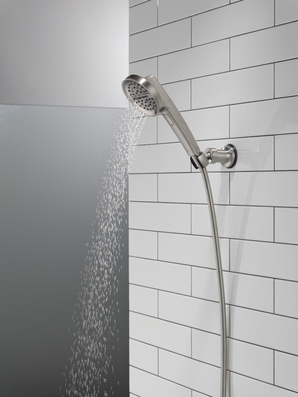 55386-SS-PR Universal Showering Components 3-Setting Wall Mount Handshower, Lumicoat Stainless