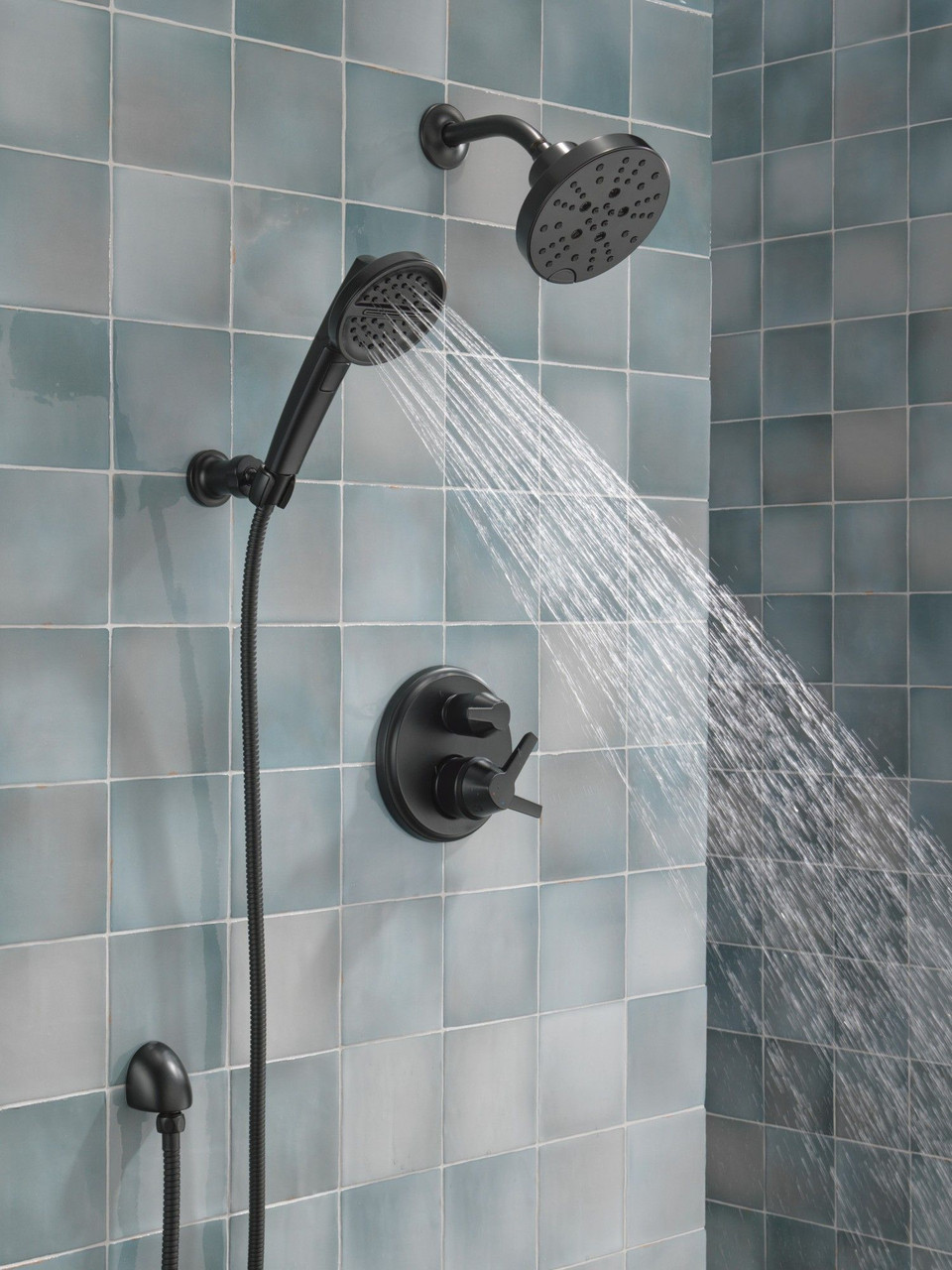 55386-BL Universal Showering Components 3-Setting Wall Mount Handshower, Matte Black