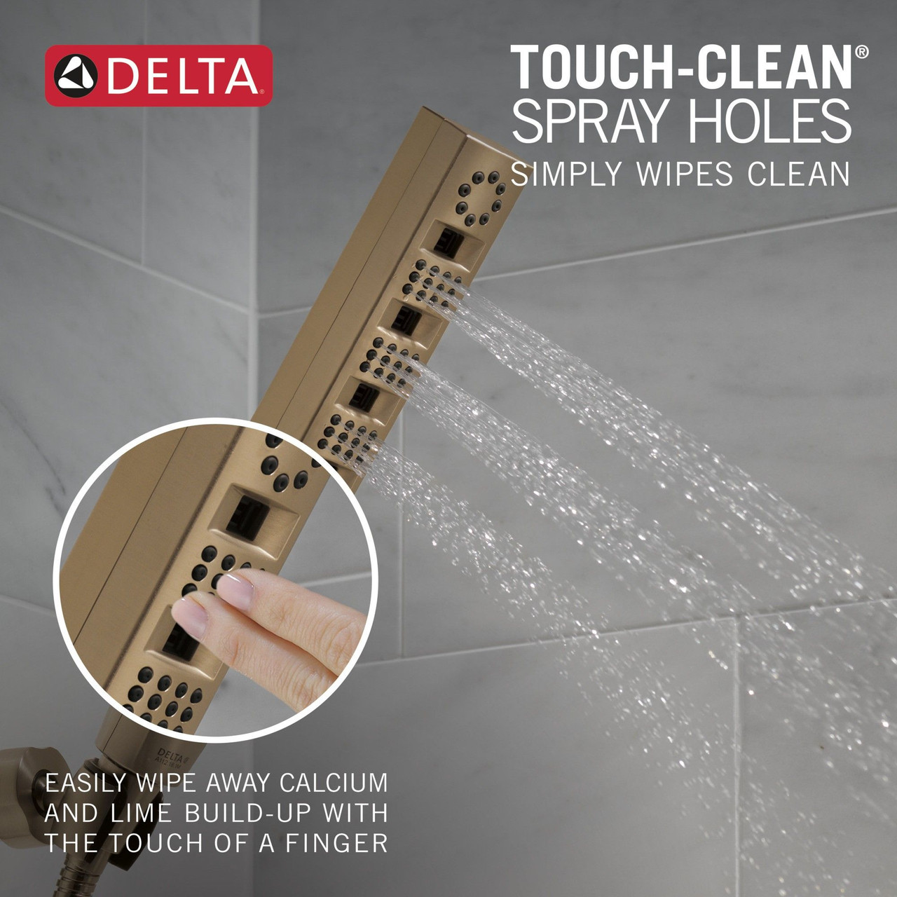 Delta 55140-CZ-PR Universal Showering Components H2OKinetic Hand Shower 1.75 GPM Wall-Mount 4S, Lumicoat Champagne Bronze