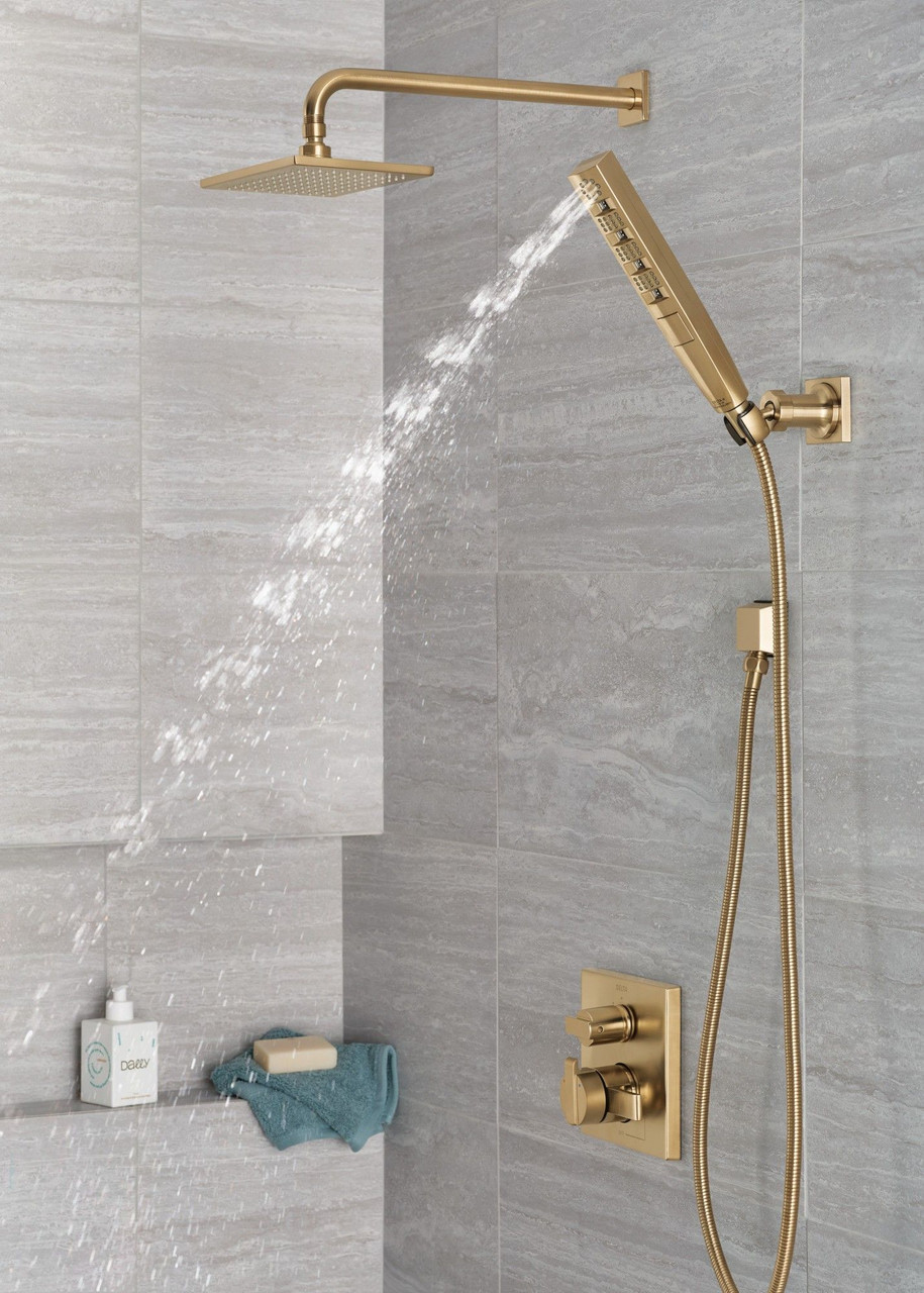 Delta 55140-CZ-PR Universal Showering Components H2OKinetic Hand Shower 1.75 GPM Wall-Mount 4S, Lumicoat Champagne Bronze