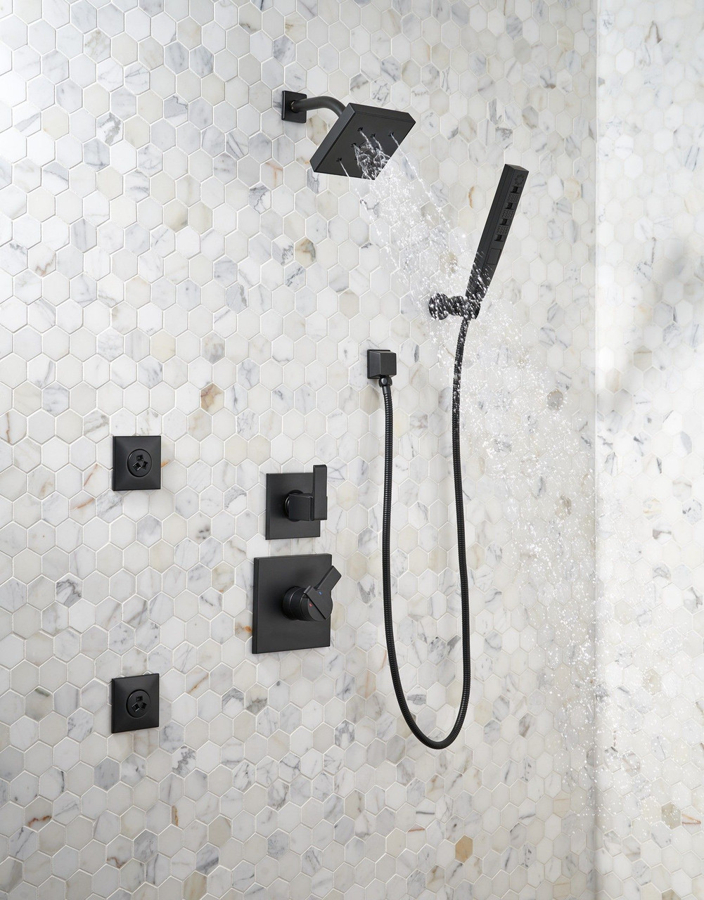 Delta 55140-BL Universal Showering Components H2Okinetic 4-Setting Wall Mount Hand Shower, Matte Black
