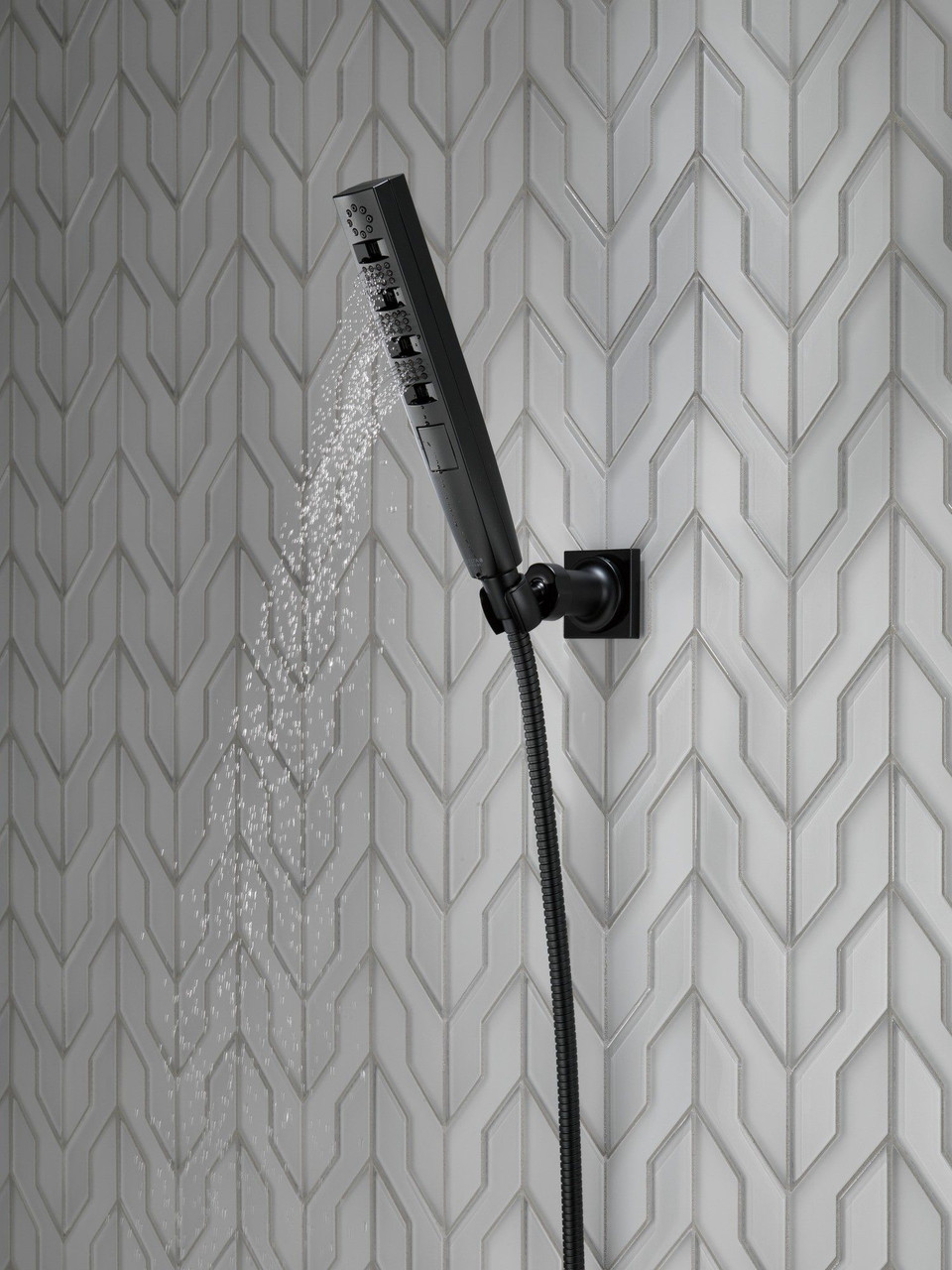 Delta 55140-BL Universal Showering Components H2Okinetic 4-Setting Wall Mount Hand Shower, Matte Black